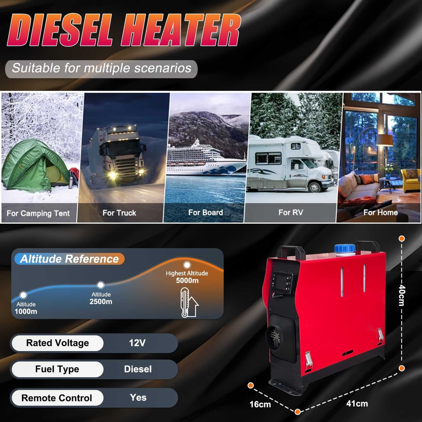 Triclicks Diesel Air Heater All in One 12V 5KW Parking Heater Diesel