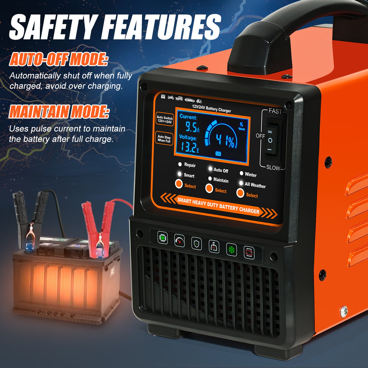 12V 24V Car Battery Charger Heavy Duty