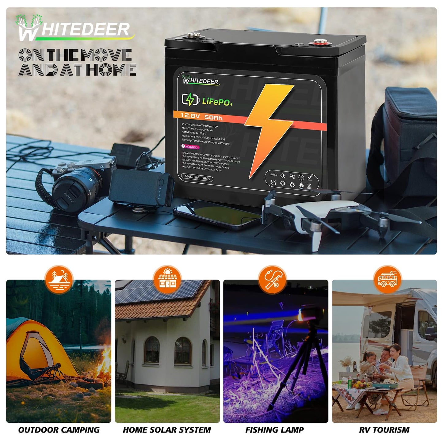 12V 50Ah LiFePO4 Battery 50A Deep Cycles BMS Rechargeable Lithium Battery