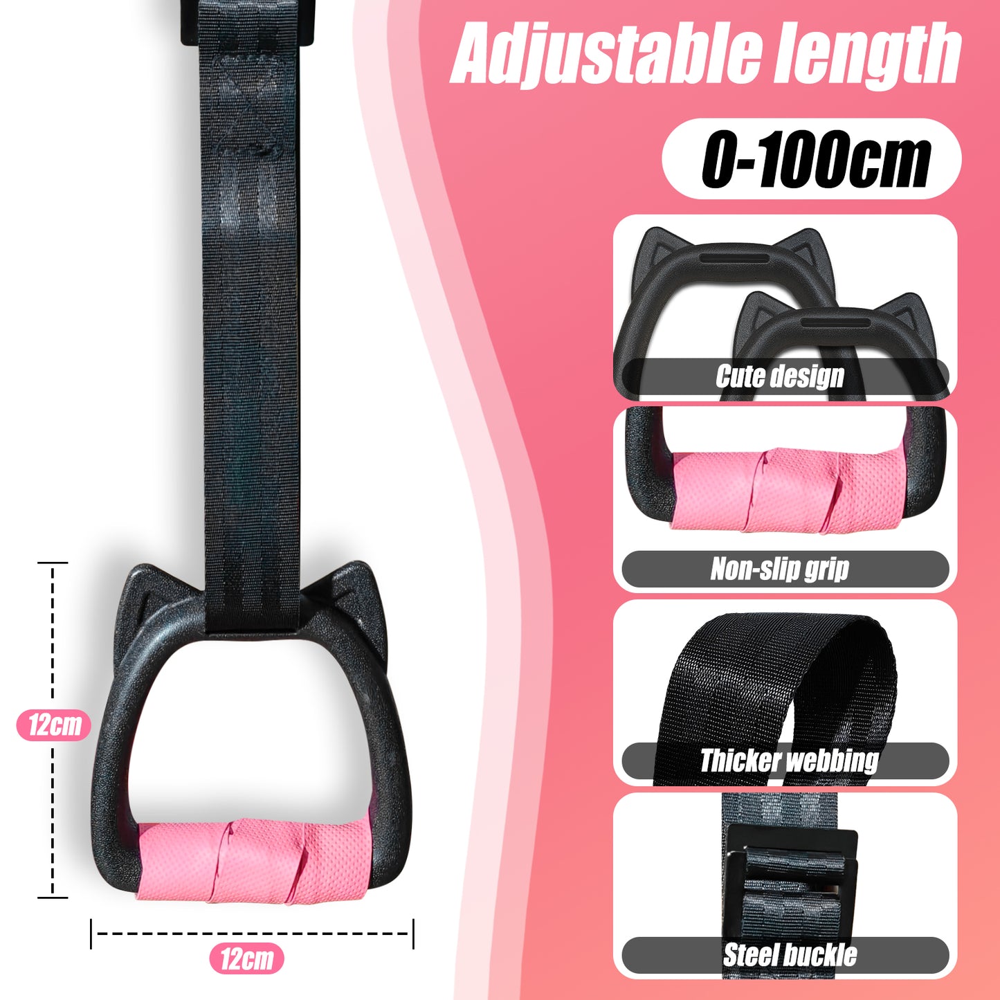 Kids Gymnastics Rings with Adjustable Straps, Indoor Home Strength Training Pull-Up Rings for Children Physical Exercise, 220lb Load Bearing, Length 1 Meter