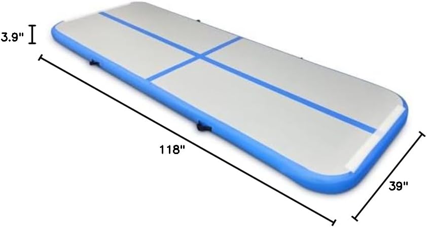 10ft/13ft/16ft Inflatable Gymnastics Tumbling Mat 4" Thick Air Tumble Track Training Mat with Electric Pump