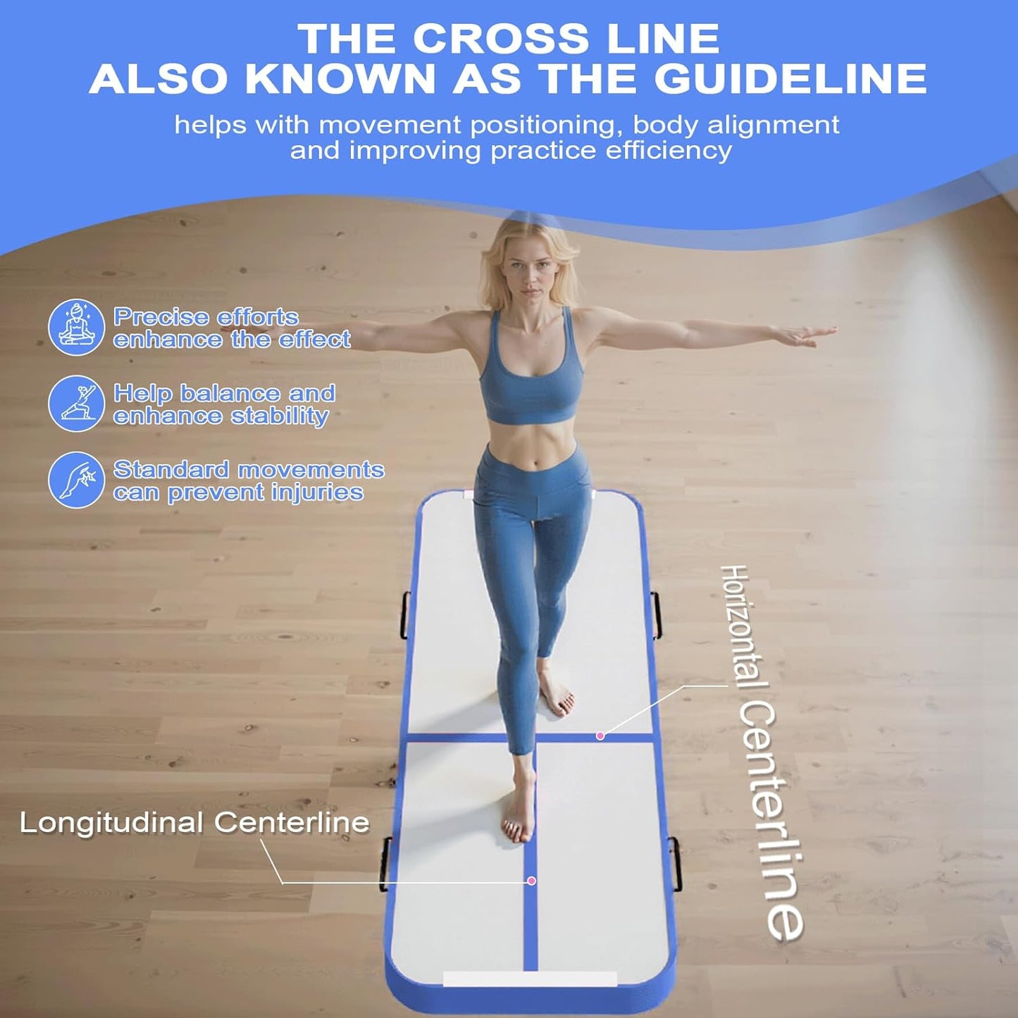 10ft/13ft/16ft Inflatable Gymnastics Tumbling Mat 4" Thick Air Tumble Track Training Mat with Electric Pump