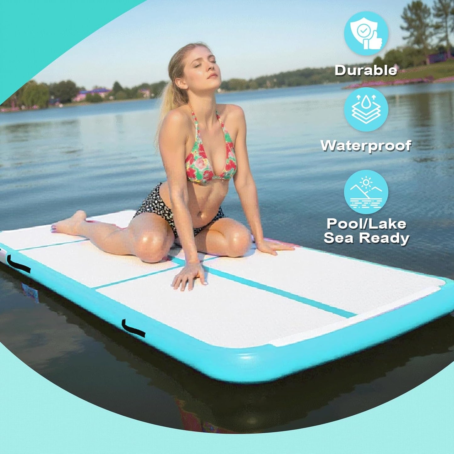 10ft/13ft/16ft Inflatable Gymnastics Tumbling Mat 4" Thick Air Tumble Track Training Mat with Electric Pump