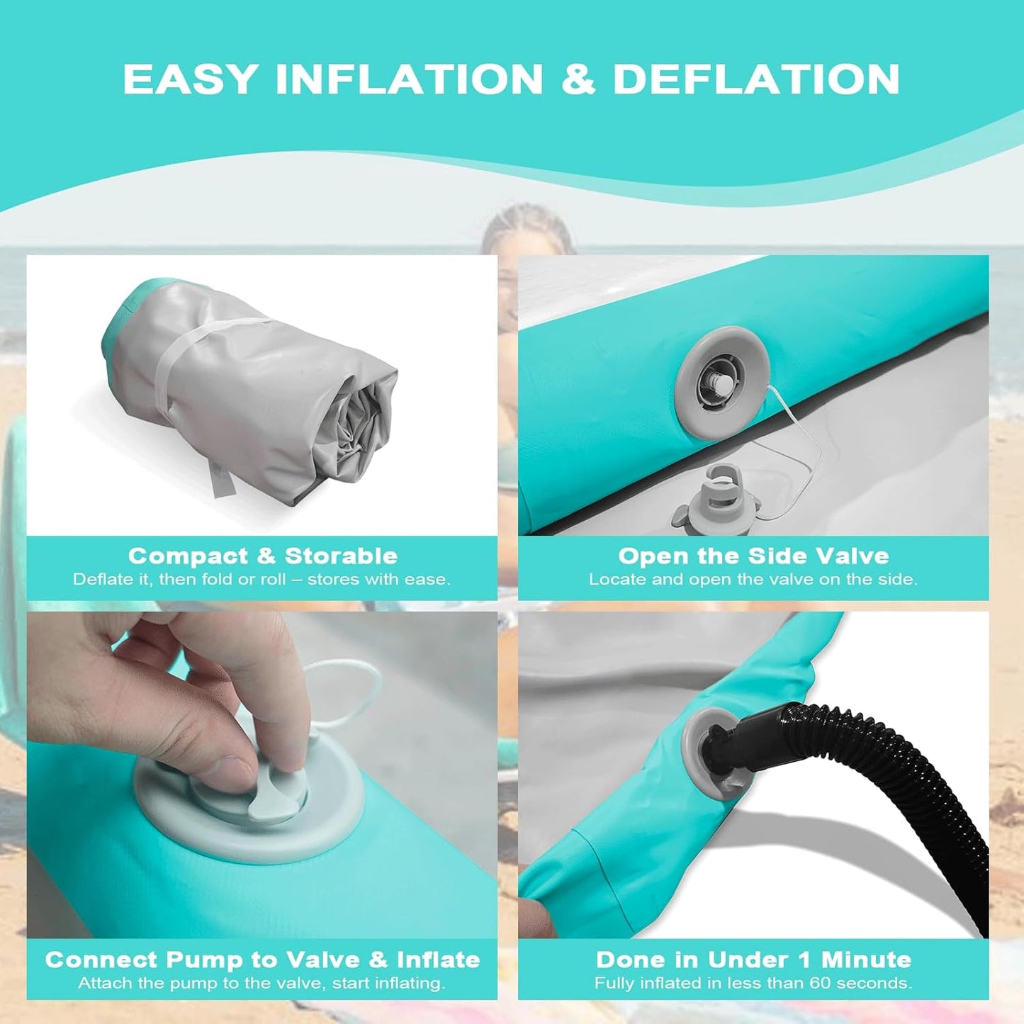 10ft/13ft/16ft Inflatable Gymnastics Tumbling Mat 4" Thick Air Tumble Track Training Mat with Electric Pump