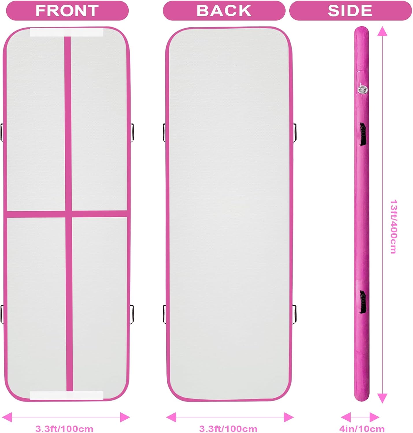 10ft/13ft/16ft Inflatable Gymnastics Tumbling Mat 4" Thick Air Tumble Track Training Mat with Electric Pump