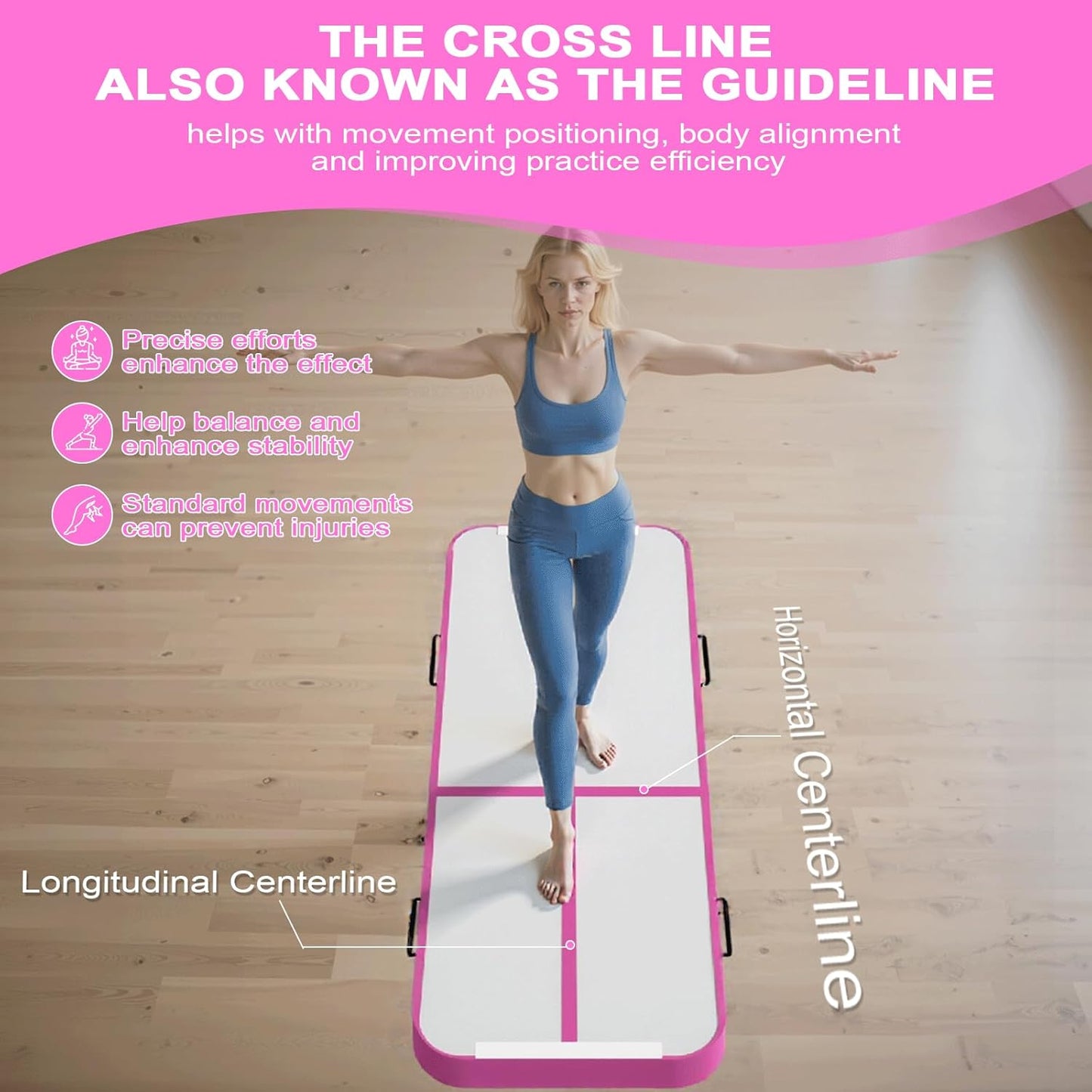 10ft/13ft/16ft Inflatable Gymnastics Tumbling Mat 4" Thick Air Tumble Track Training Mat with Electric Pump