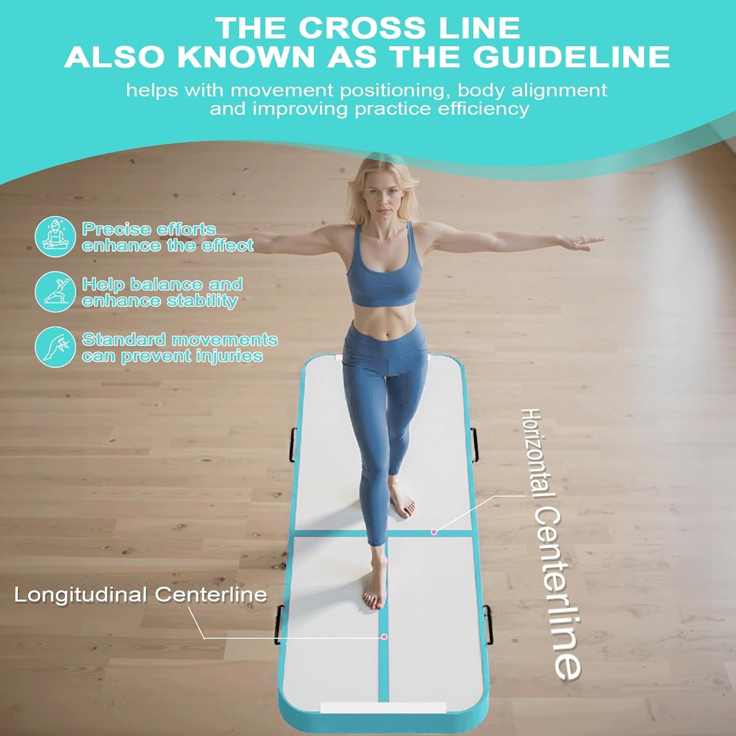 10ft/13ft/16ft Inflatable Gymnastics Tumbling Mat 4" Thick Air Tumble Track Training Mat with Electric Pump