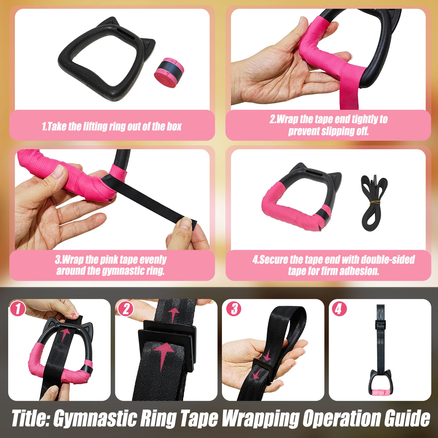 Triclicks Gymnastics Rings, Kids Home Gym Equipment with Adjustable Straps 2 Meter