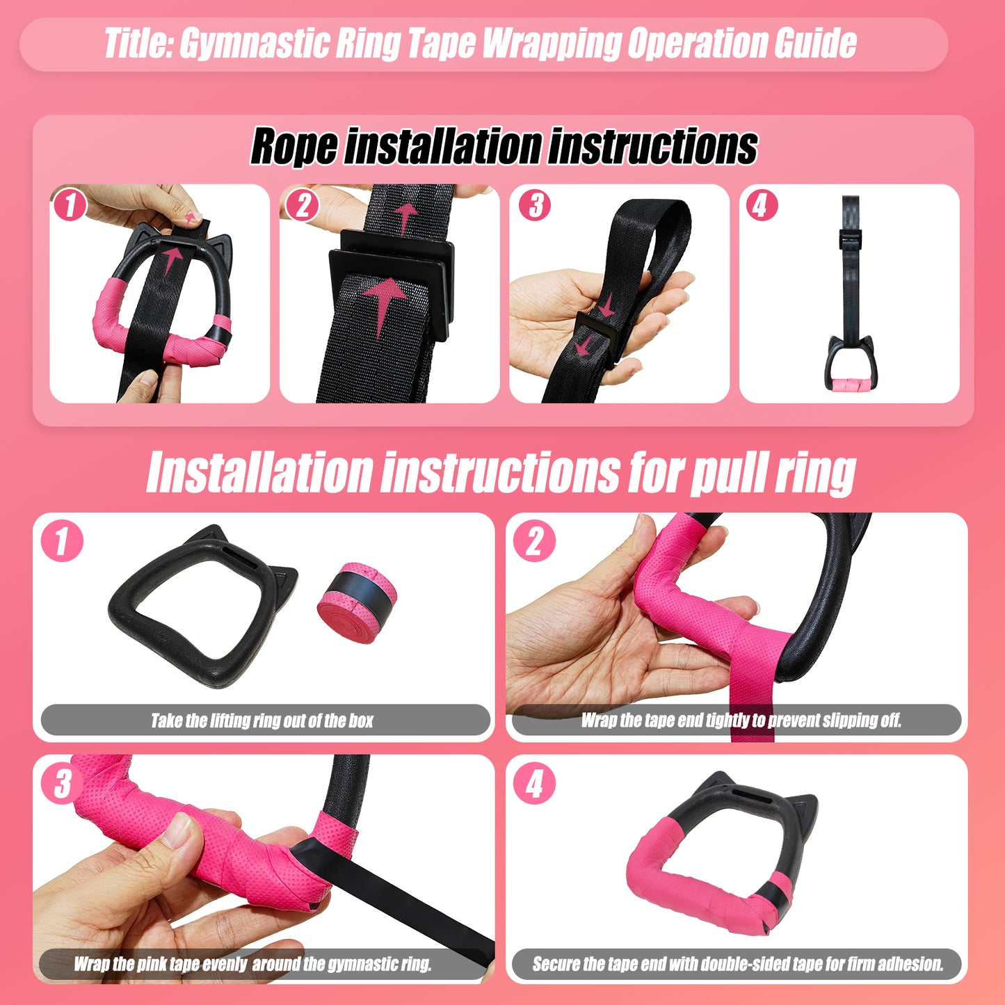 Kids Gymnastics Rings with Adjustable Straps, Indoor Home Strength Training Pull-Up Rings for Children Physical Exercise, 220lb Load Bearing, Length 1 Meter