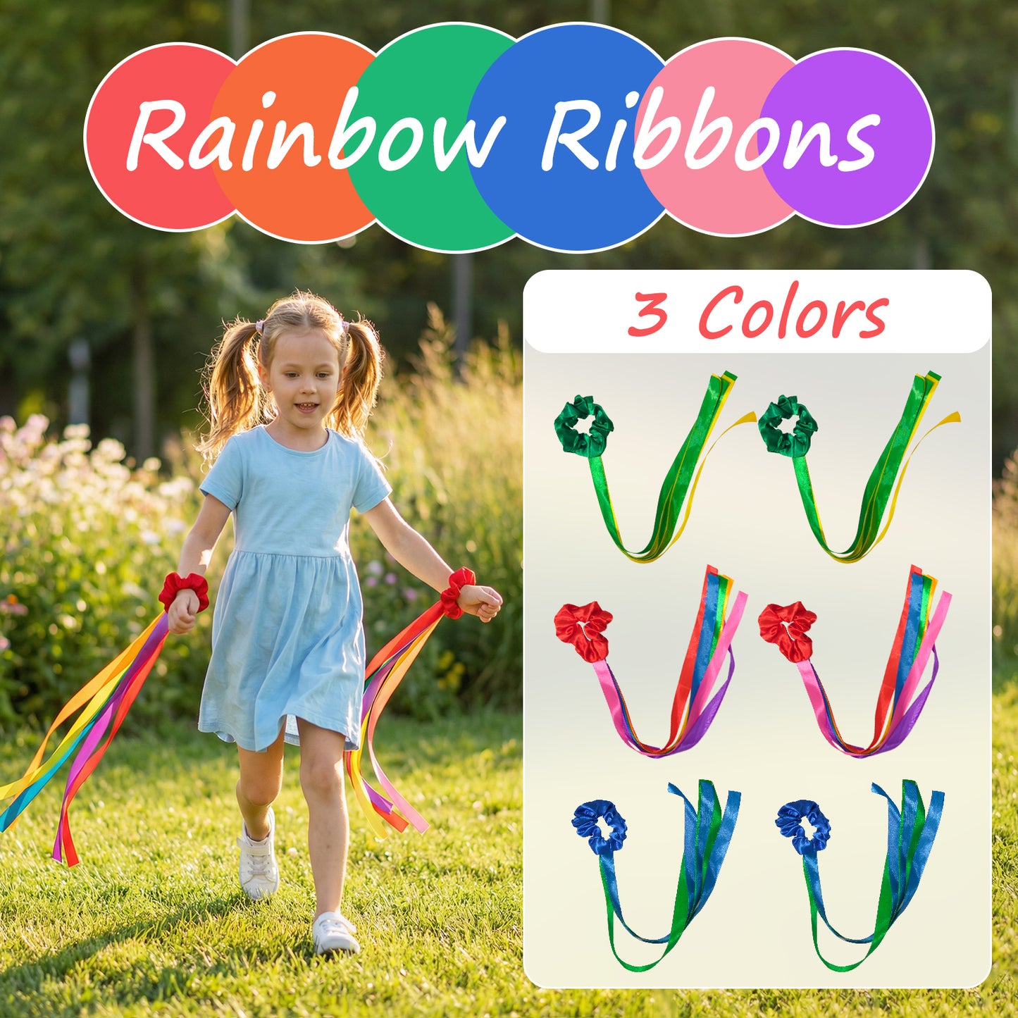 6 Pcs Rainbow Dance Ribbons for Kids