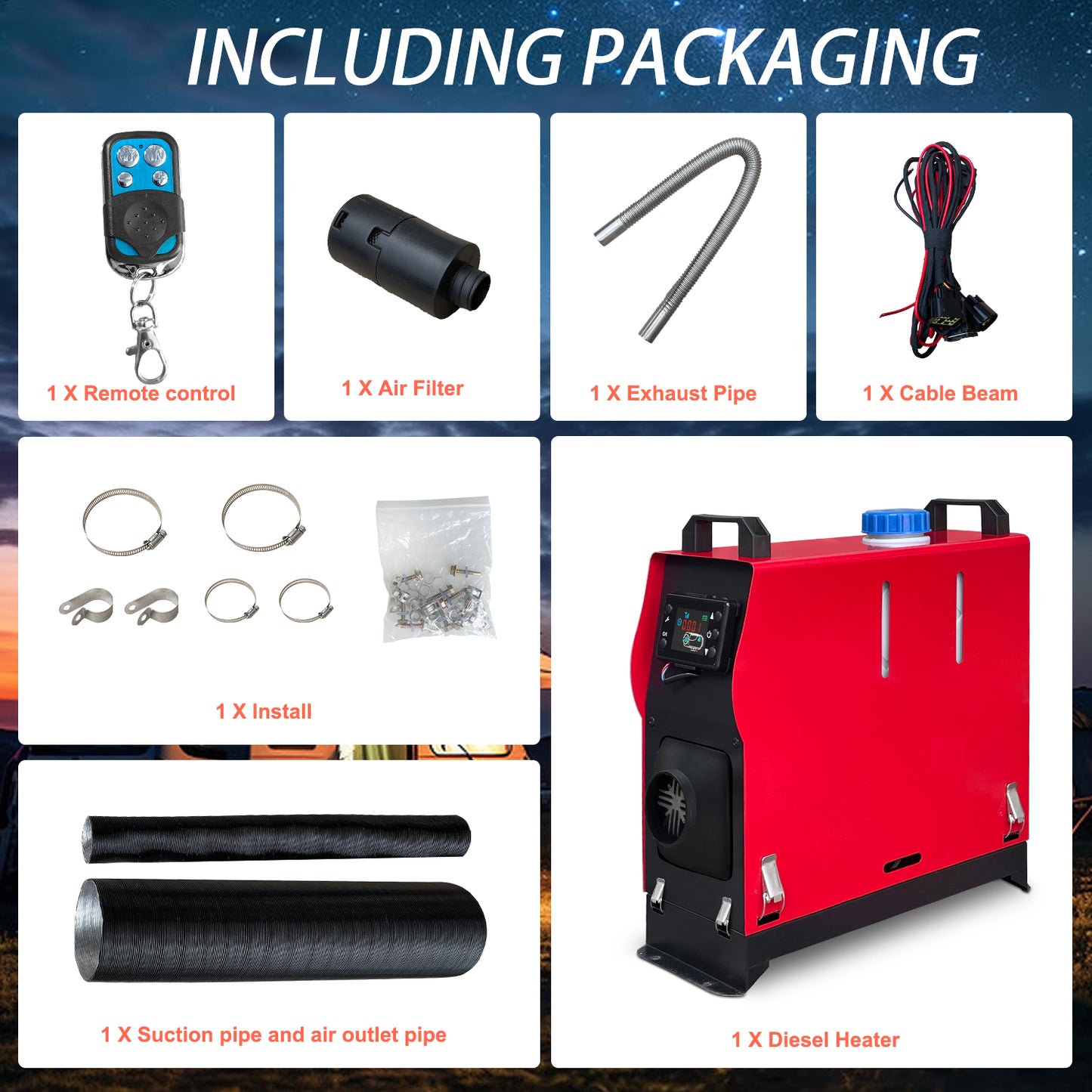 Triclicks Diesel Air Heater All in One 12V 5KW Parking Heater Diesel