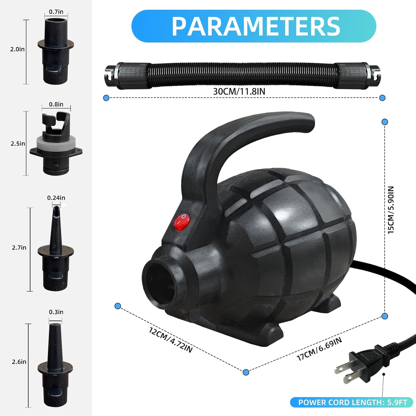 Triclicks Electric Air Pump 110-120V - Fits Inflatable SUP, Tumble Track & Fitness Gear