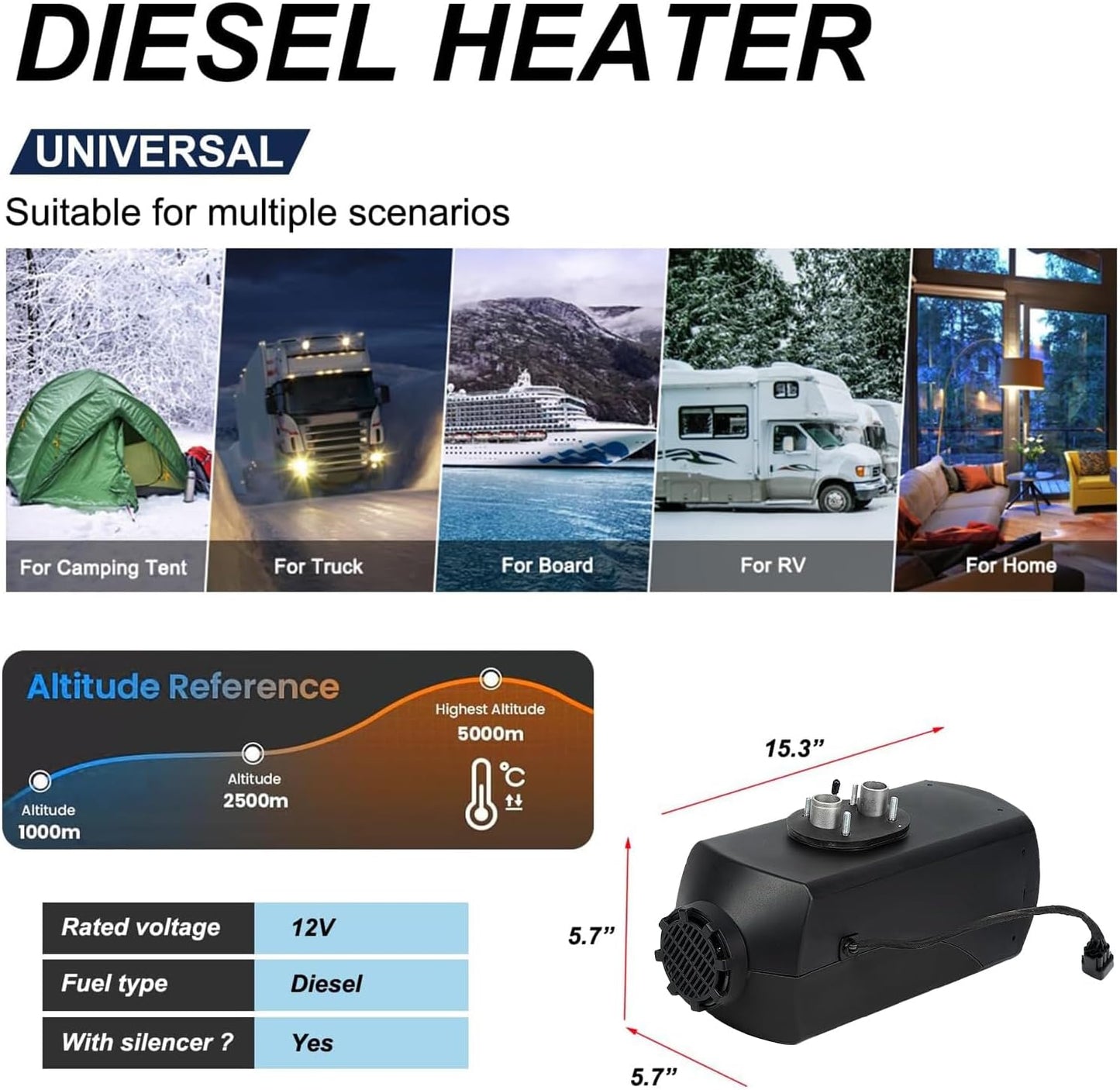 Triclicks Diesel Air Heater 12V 5KW Parking Heater Diesel