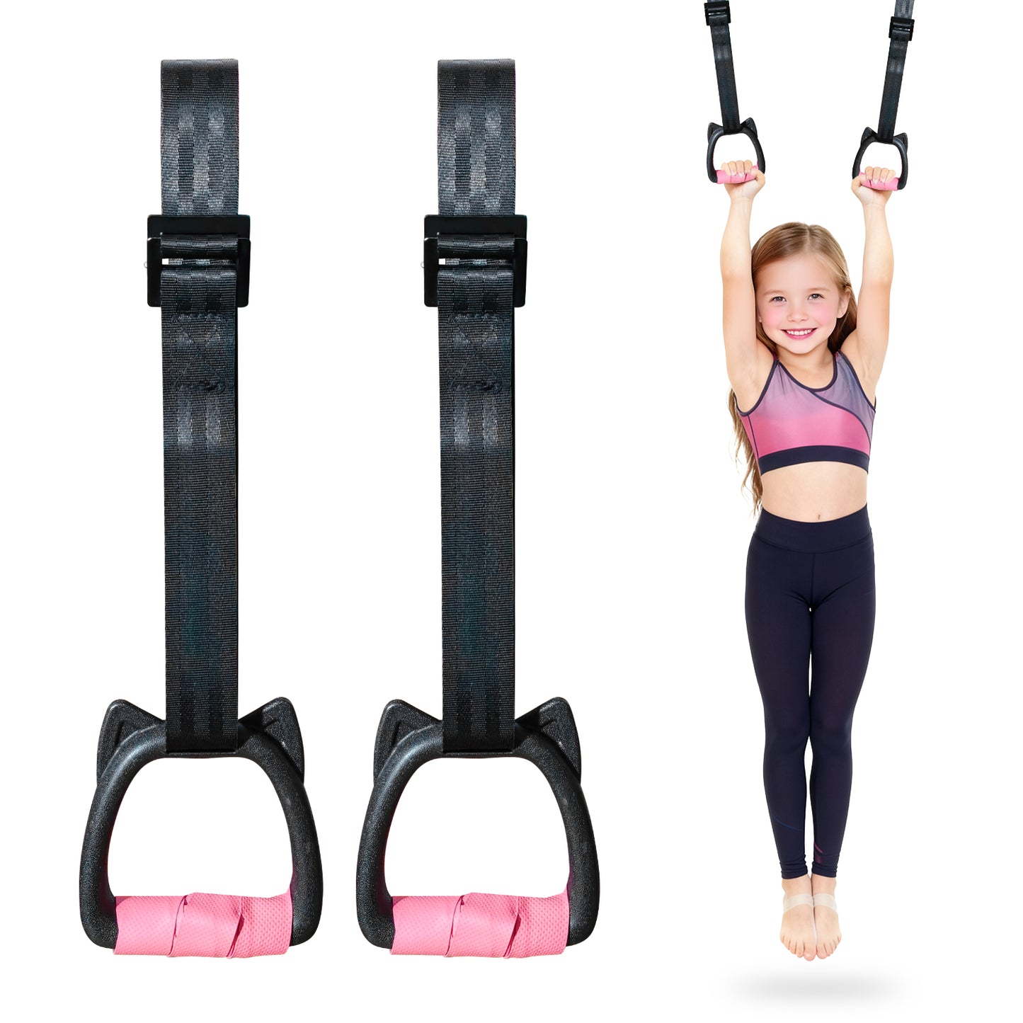 Triclicks Gymnastics Rings, Kids Home Gym Equipment with Adjustable Straps 2 Meter