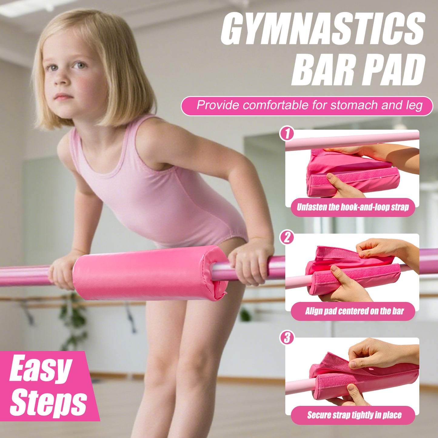 Triclicks Folding Gymnastics Bar for Kids, Adjustable Height Junior Training Kip Bar, Home Expandable Horizontal Gymnastic Monkey Bars Equipment for Child, Girls, Boys