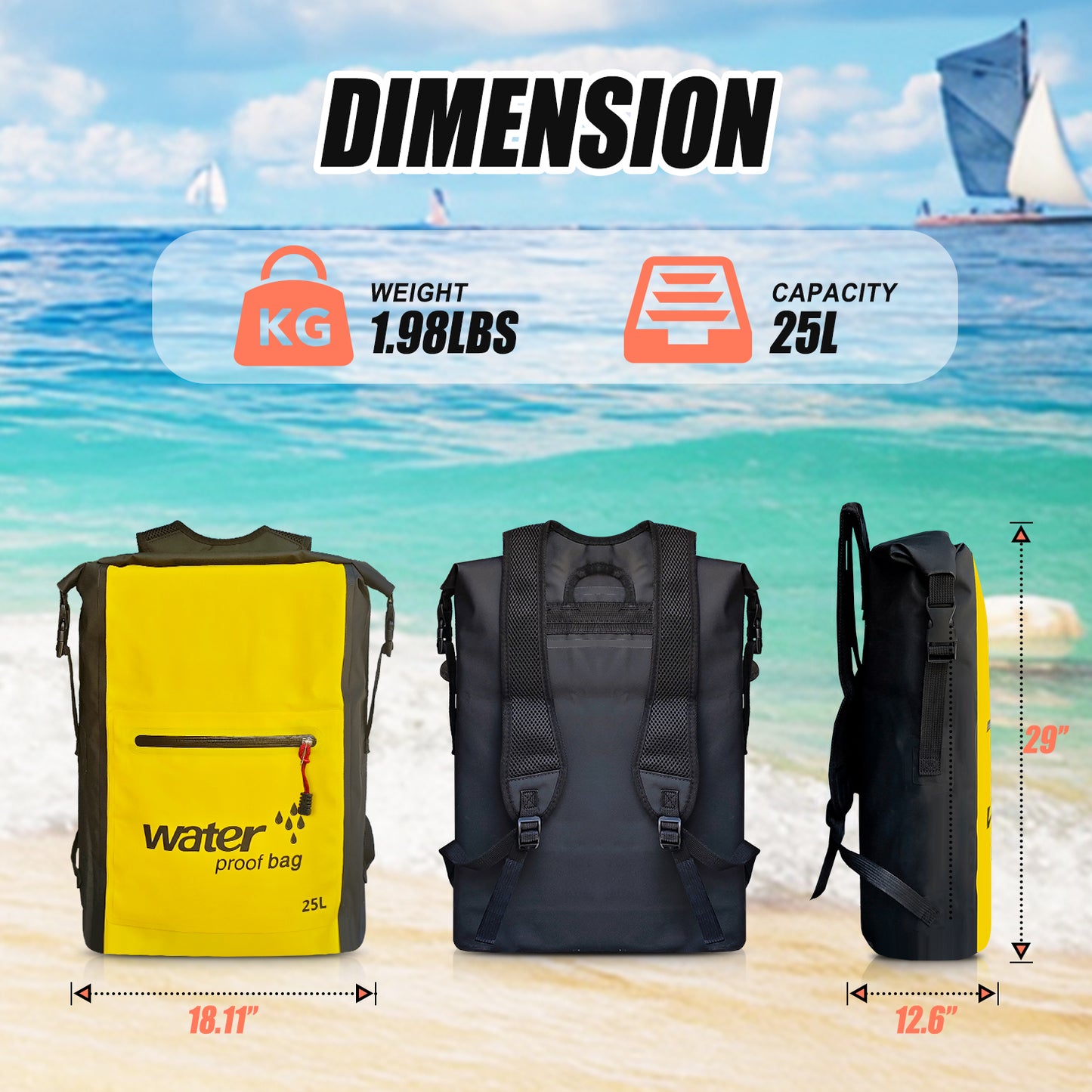 SUDOO 25L Waterproof Dry Bag Backpack
