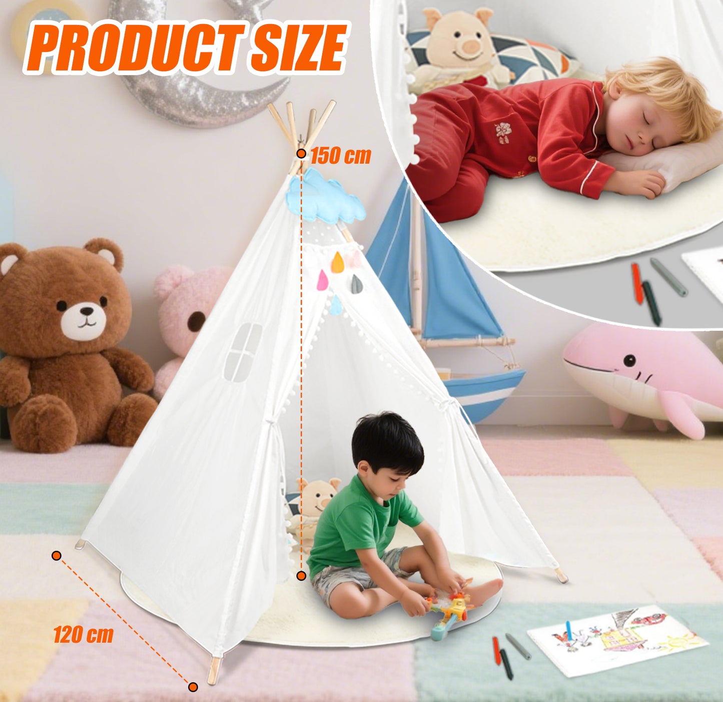 Triclicks Kids Teepee Play Tent Indian Children Wigwam Tipi Play House