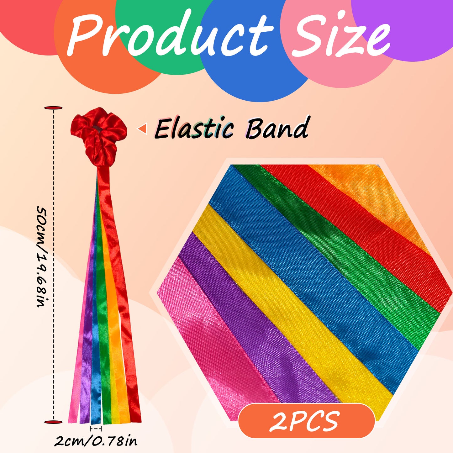 2 Pcs Rainbow Dance Ribbons for Kids