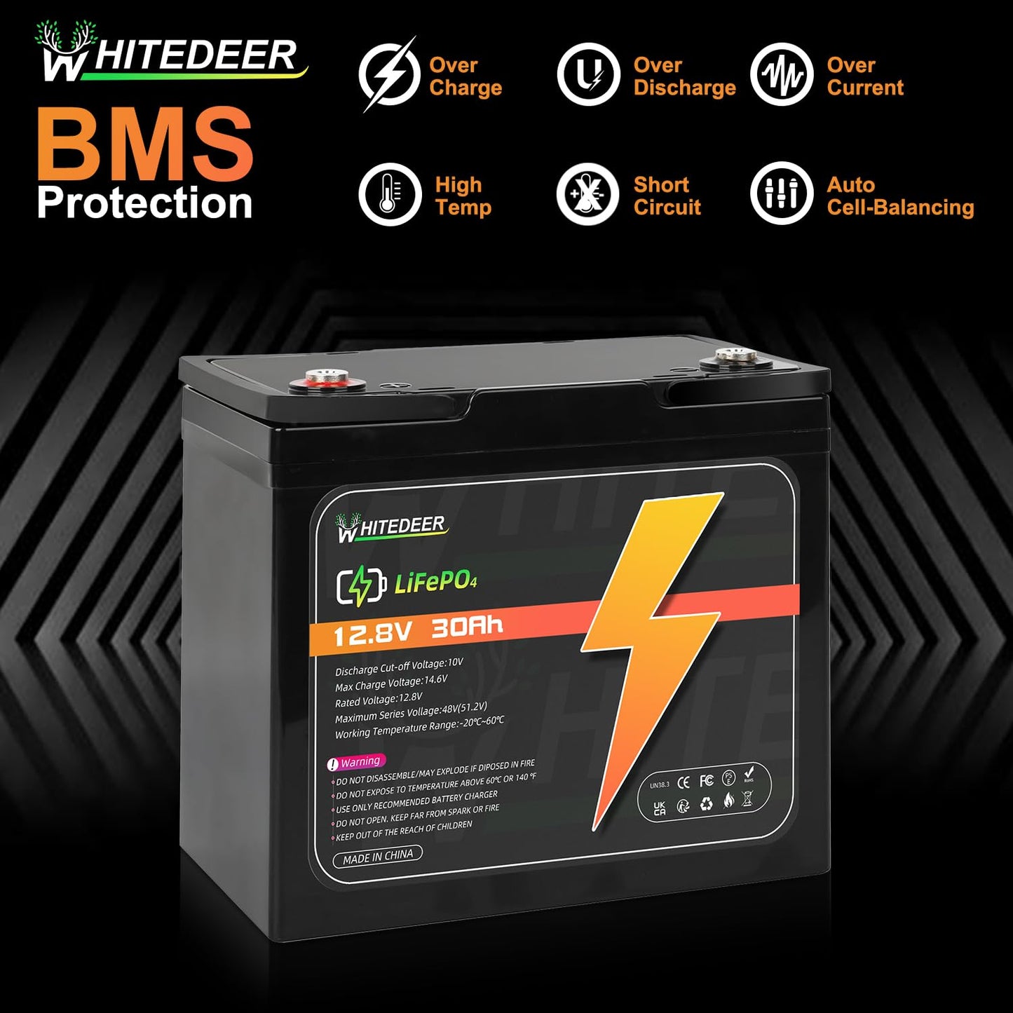 12V 30Ah LiFePO4 Battery 30A Deep Cycles BMS Rechargeable Lithium Battery