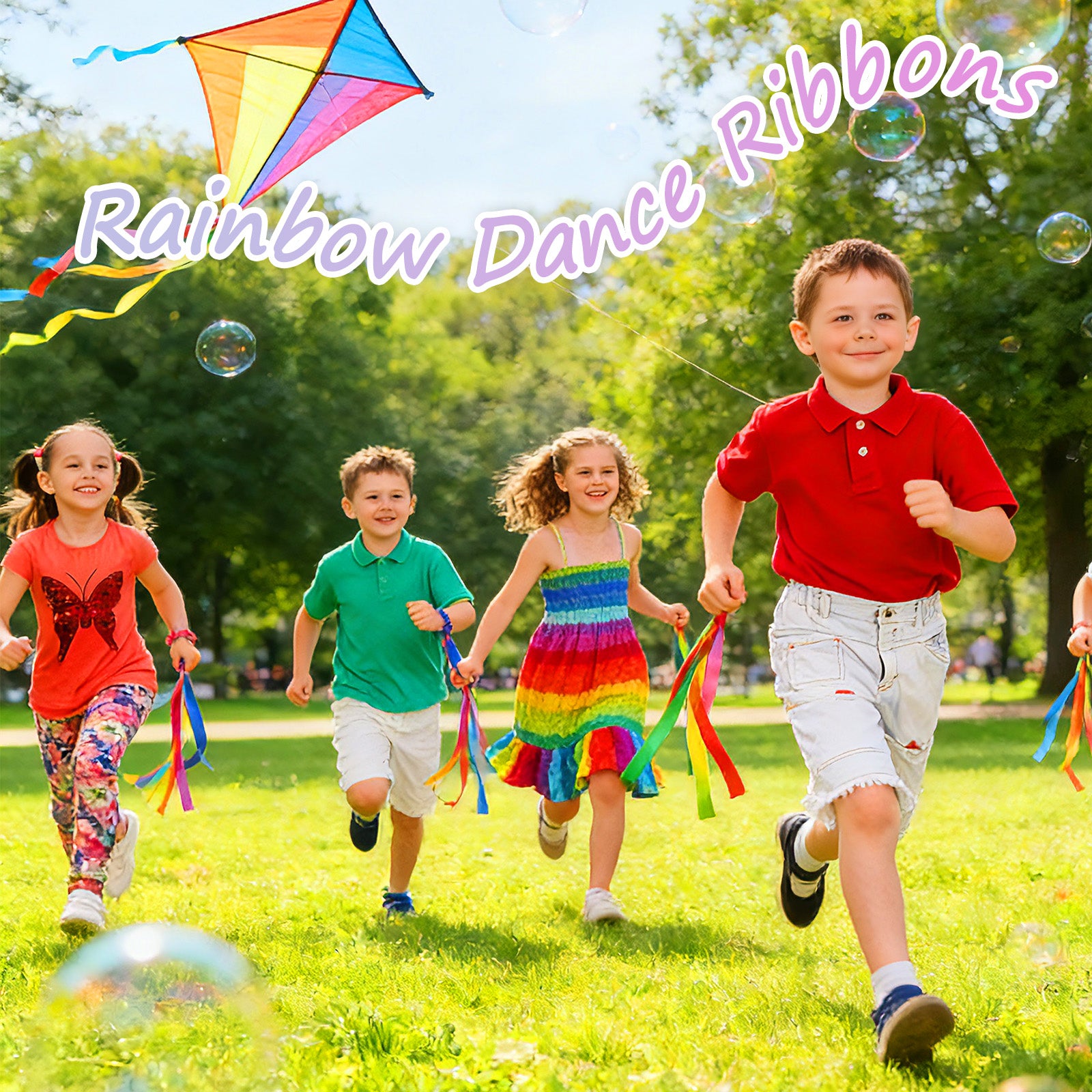 2 Pcs Rainbow Dance Ribbons for Kids