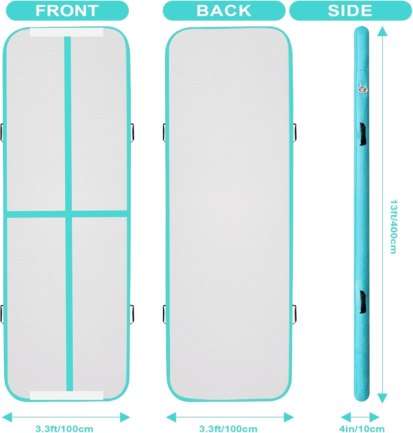 10ft/13ft/16ft Inflatable Gymnastics Tumbling Mat 4" Thick Air Tumble Track Training Mat with Electric Pump