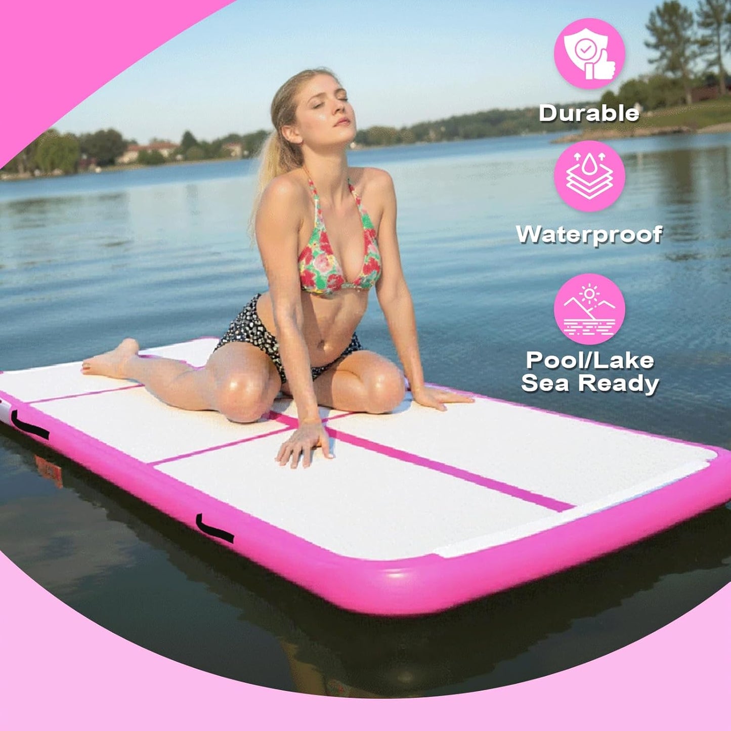 10ft/13ft/16ft Inflatable Gymnastics Tumbling Mat 4" Thick Air Tumble Track Training Mat with Electric Pump