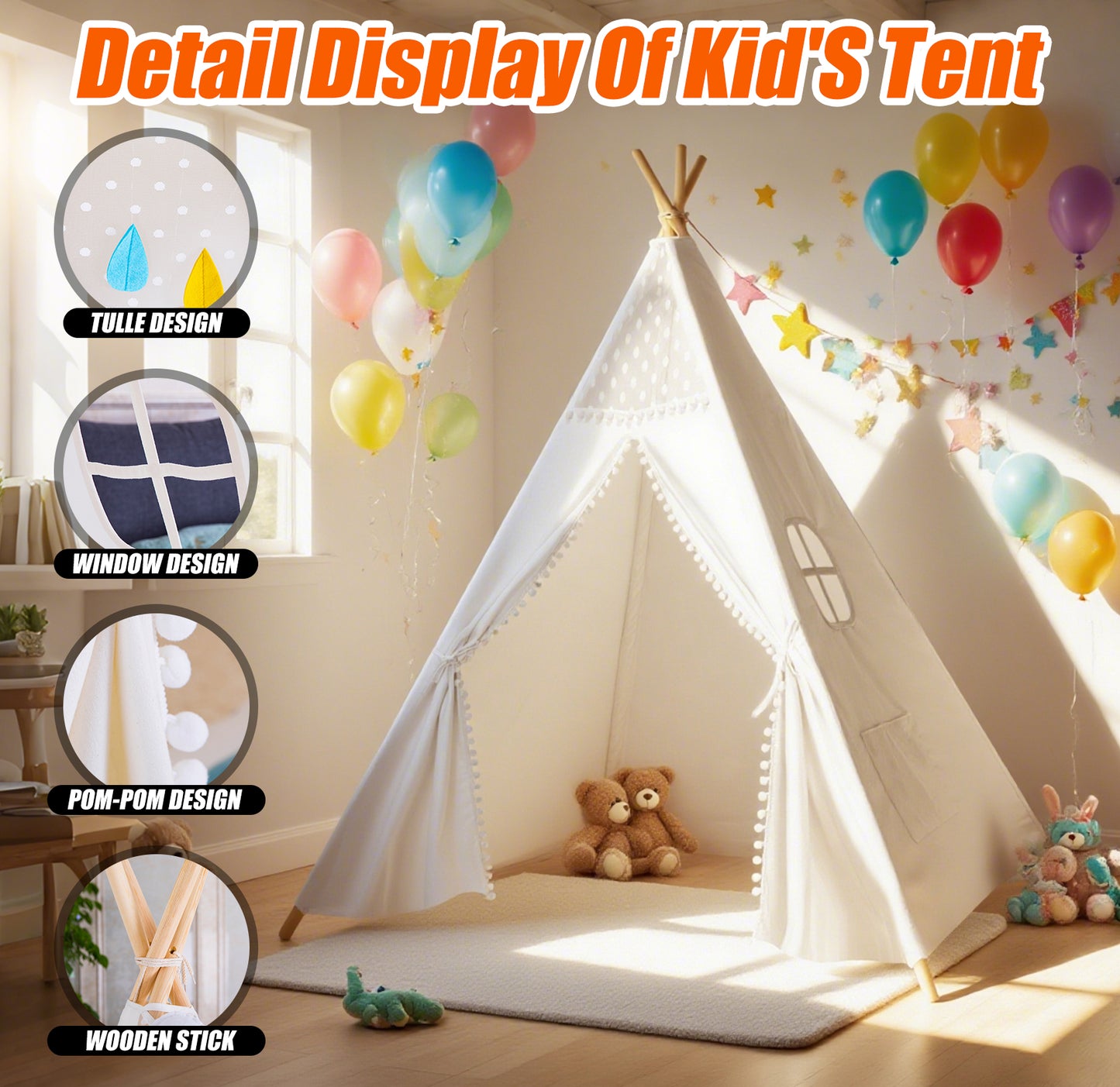 Triclicks Kids Teepee Play Tent Indian Children Wigwam Tipi Play House