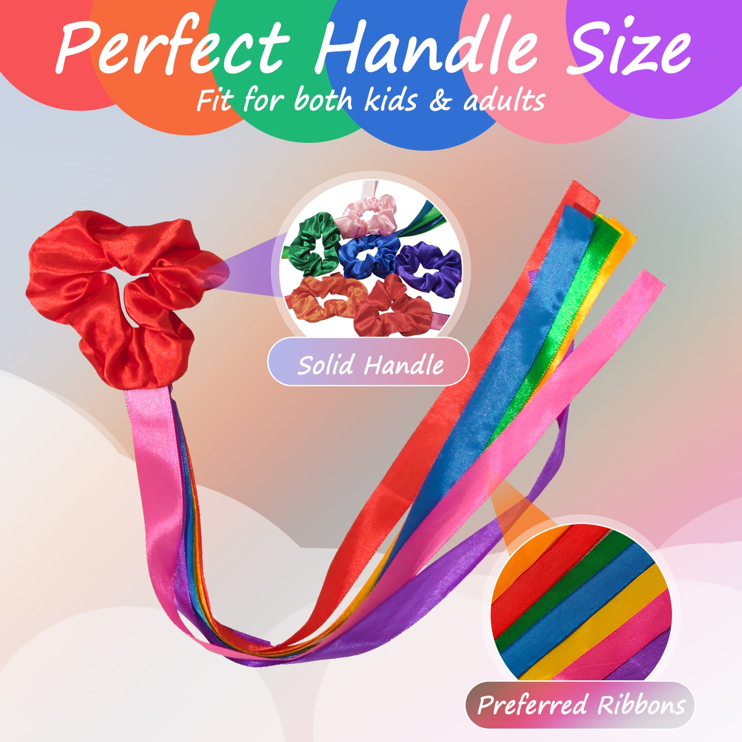 6 Pcs Rainbow Dance Ribbons for Kids