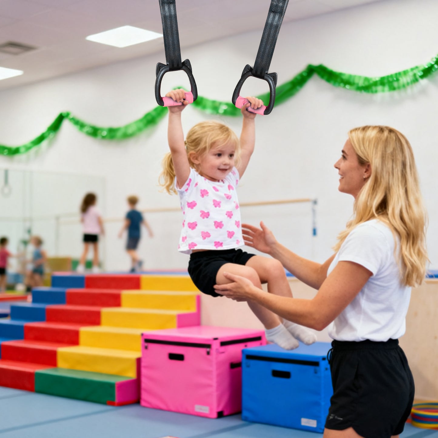 Triclicks Gymnastics Rings, Kids Home Gym Equipment with Adjustable Straps 2 Meter