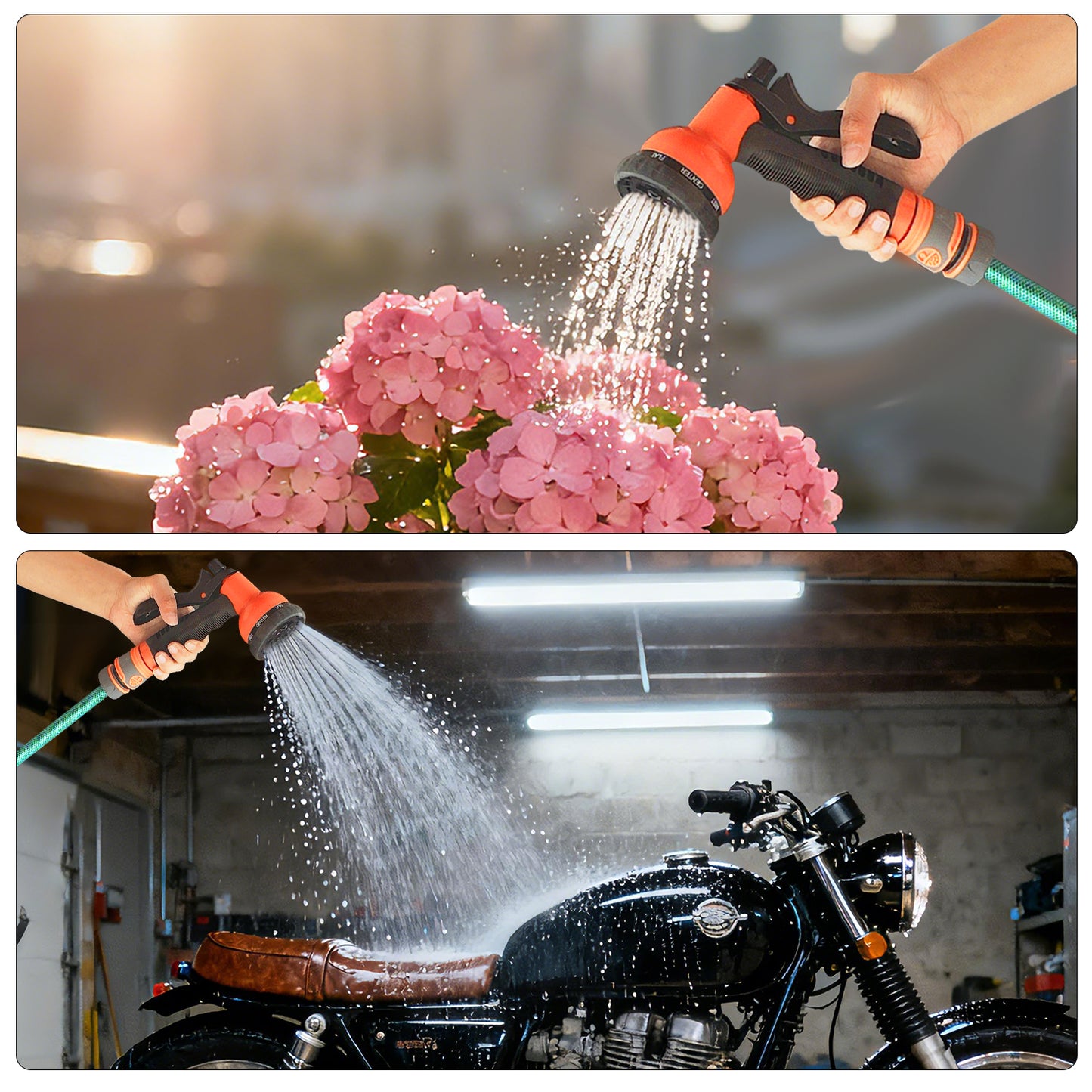 Garden Hose Reel Wall Mounted, Hose Pipe 8 in 1 Nozzle Retractable Hose Reel for Garden