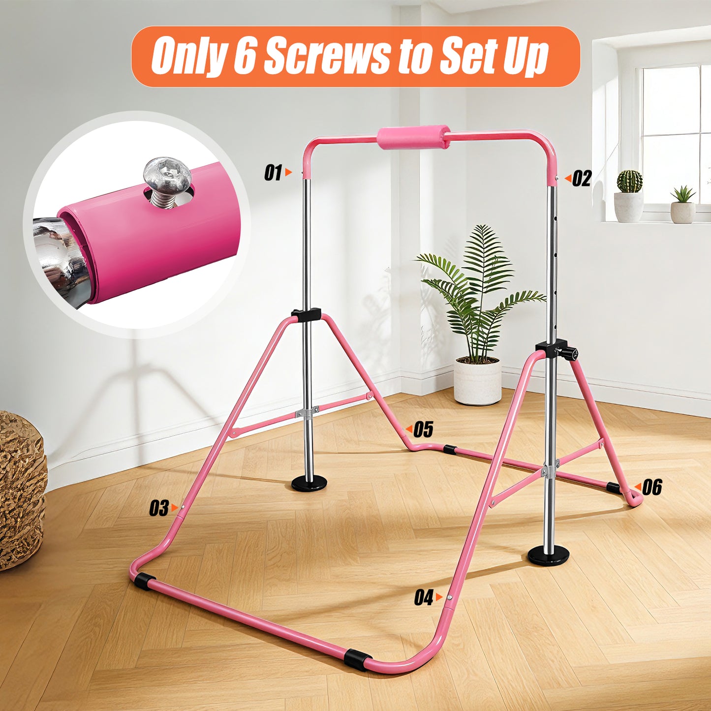 Triclicks Kids Folding Gymnastics Bar, Junior Kip Bar with Adjustable Height