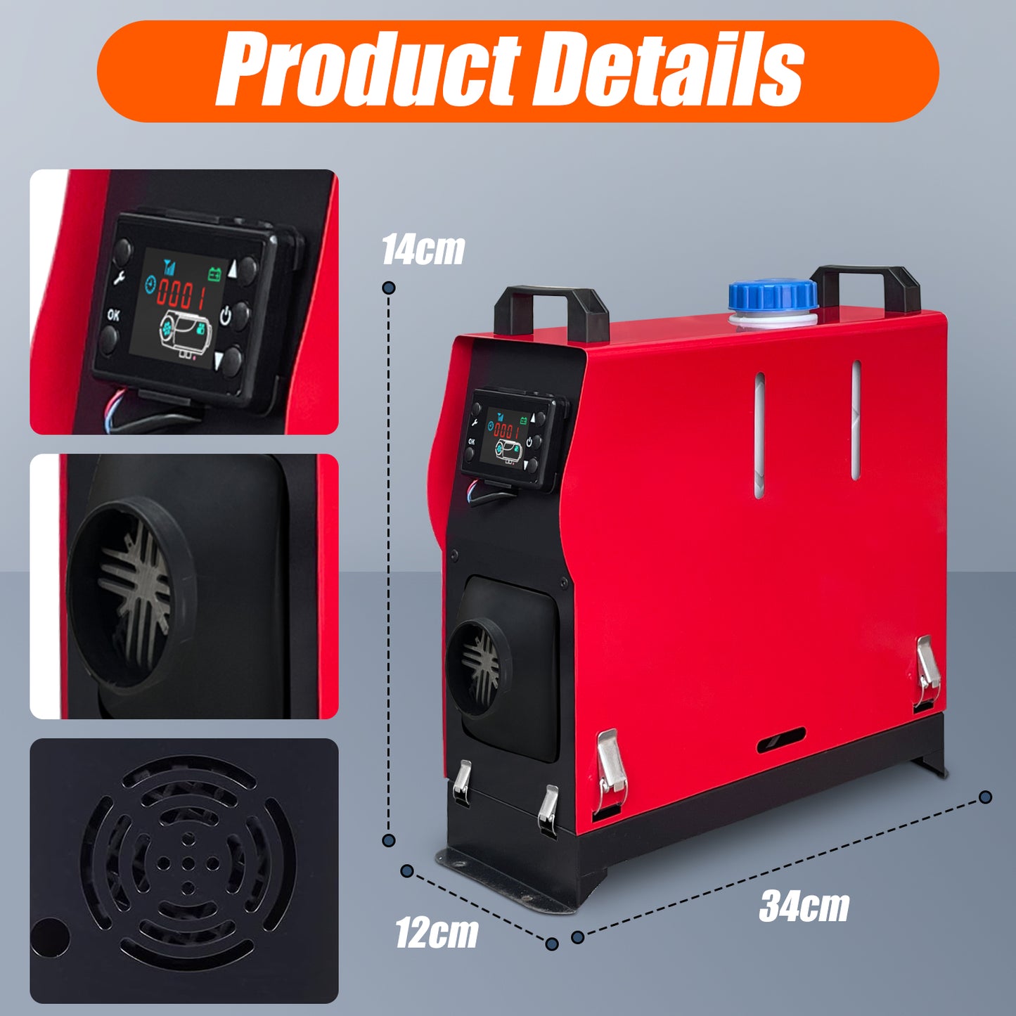Triclicks Diesel Air Heater All in One 12V 5KW Parking Heater Diesel Night Heater with LCD Display Remote Control 5L Tank For Truck, Boat, Car Trailer, Motorhomes, Campervans, Caravas
