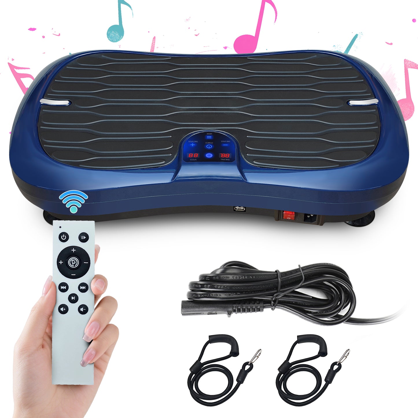 Triclicks Vibration Plate Exercise Machine Vibration Platform Machine for Home Fitness Training, Full Body Workout Equipment Ultra Slim Power Trainer w/ Bluetooth Speaker & 2 Loop Bands