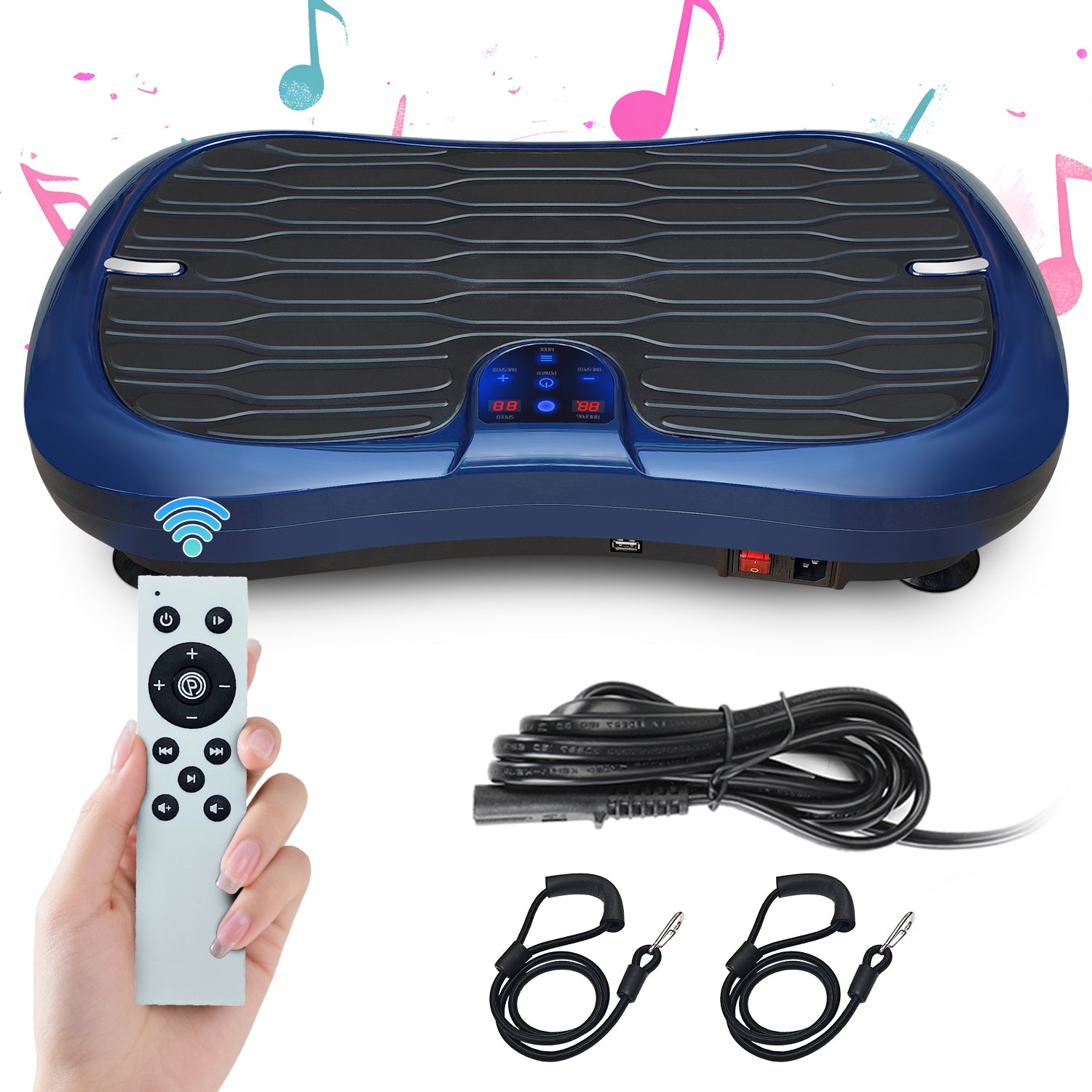 Triclicks Vibration Plate Exercise Machine Vibration Platform Machine for Home Fitness Training, Full Body Workout Equipment Ultra Slim Power Trainer w/ Bluetooth Speaker & 2 Loop Bands