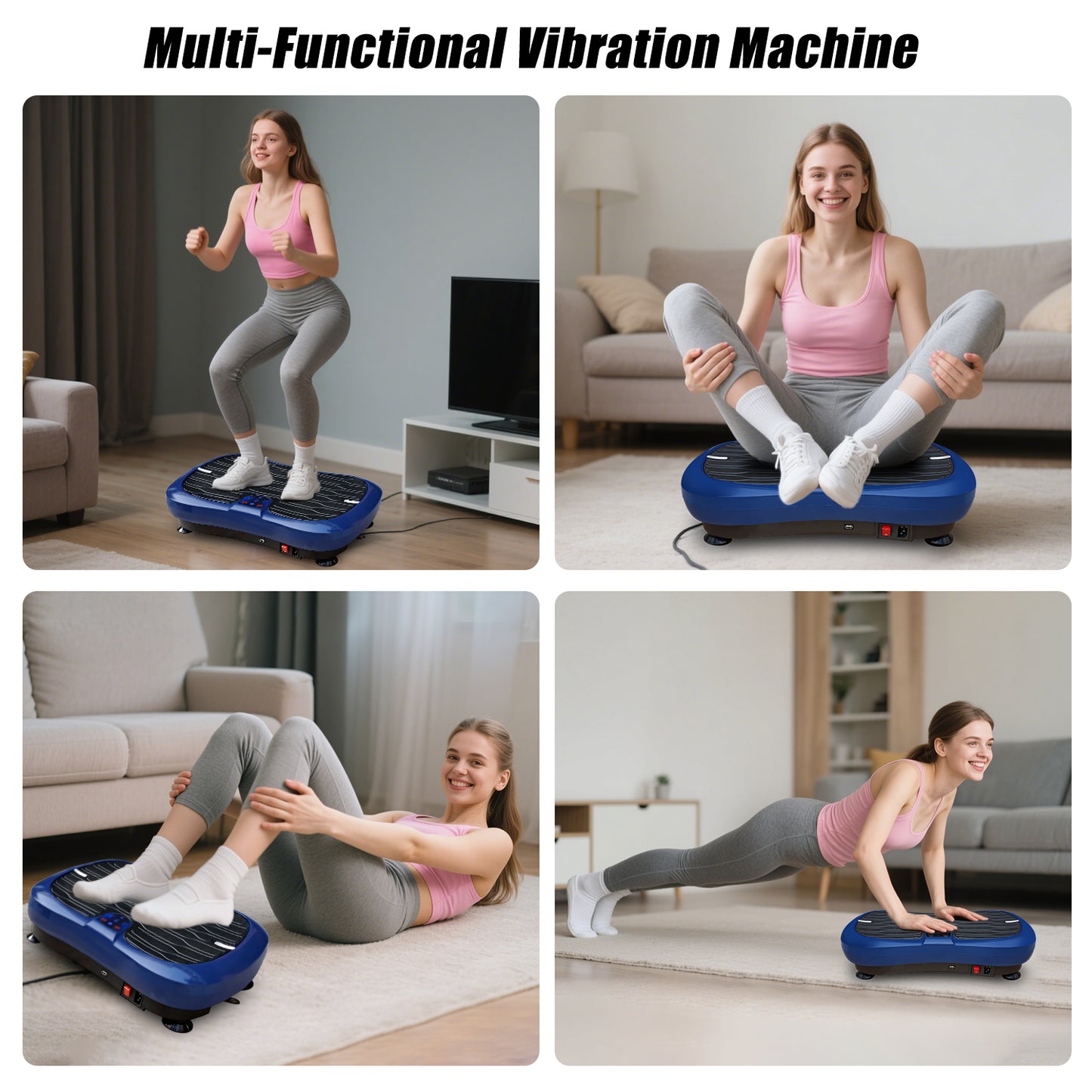 Triclicks Vibration Plate Exercise Machine Vibration Platform Machine for Home Fitness Training, Full Body Workout Equipment Ultra Slim Power Trainer w/ Bluetooth Speaker & 2 Loop Bands