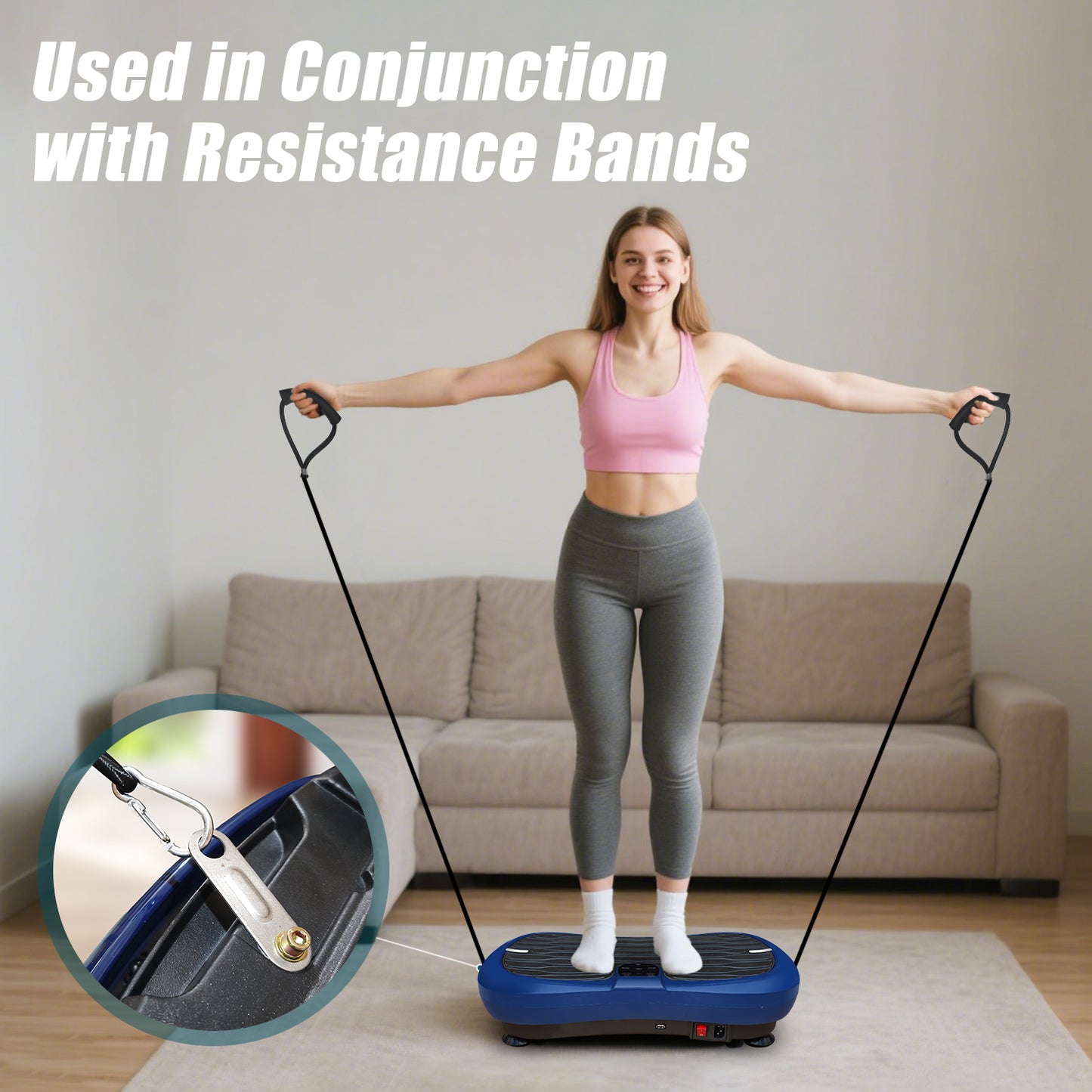 Triclicks Vibration Plate Exercise Machine Vibration Platform Machine for Home Fitness Training, Full Body Workout Equipment Ultra Slim Power Trainer w/ Bluetooth Speaker & 2 Loop Bands