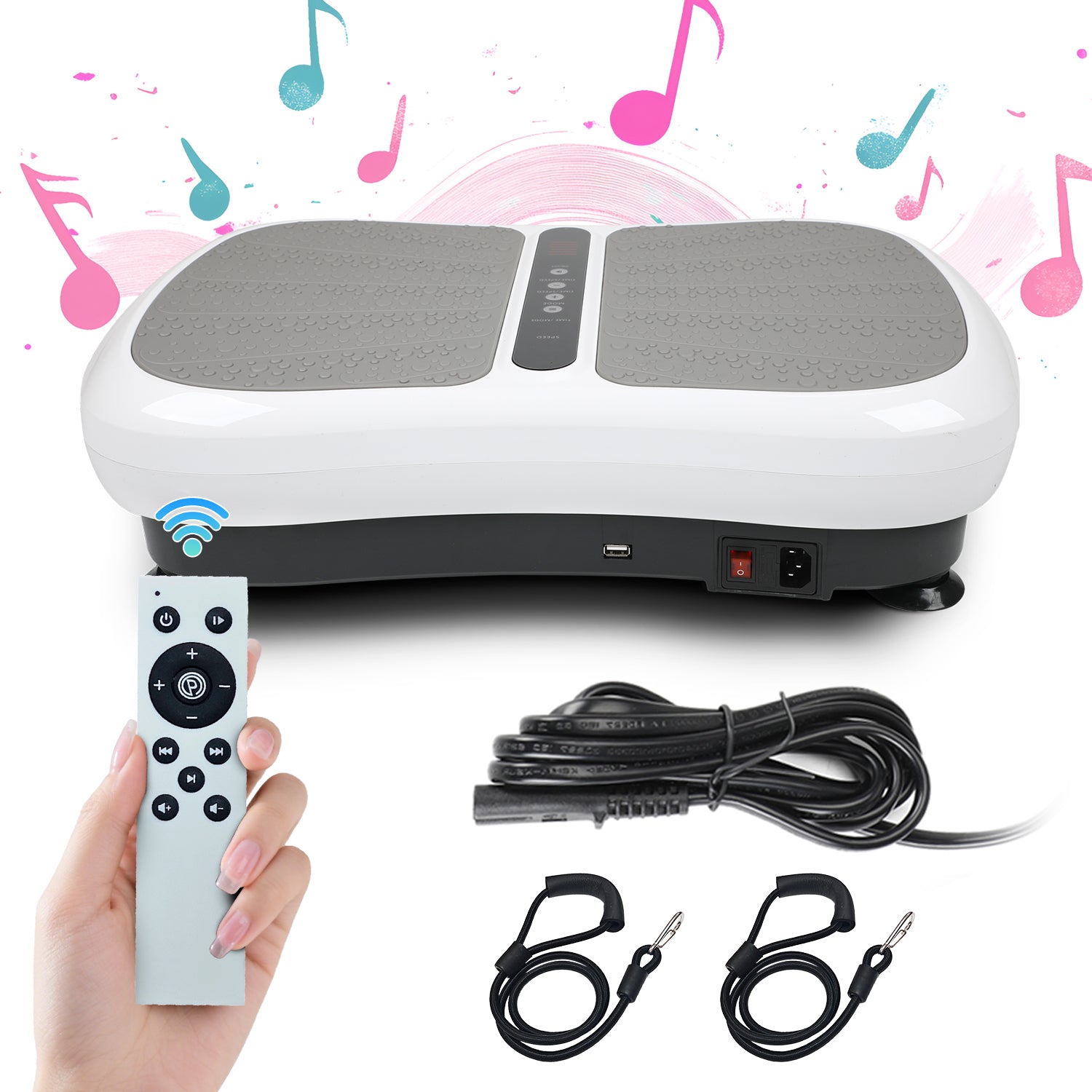 Triclicks Vibration Plate Exercise Machine for Home Fitness - Whole Body Workout Vibration Fitness Trainer Machine for Weight Loss and Shaping with Bluetooth Speaker & 2 Resistance Bands