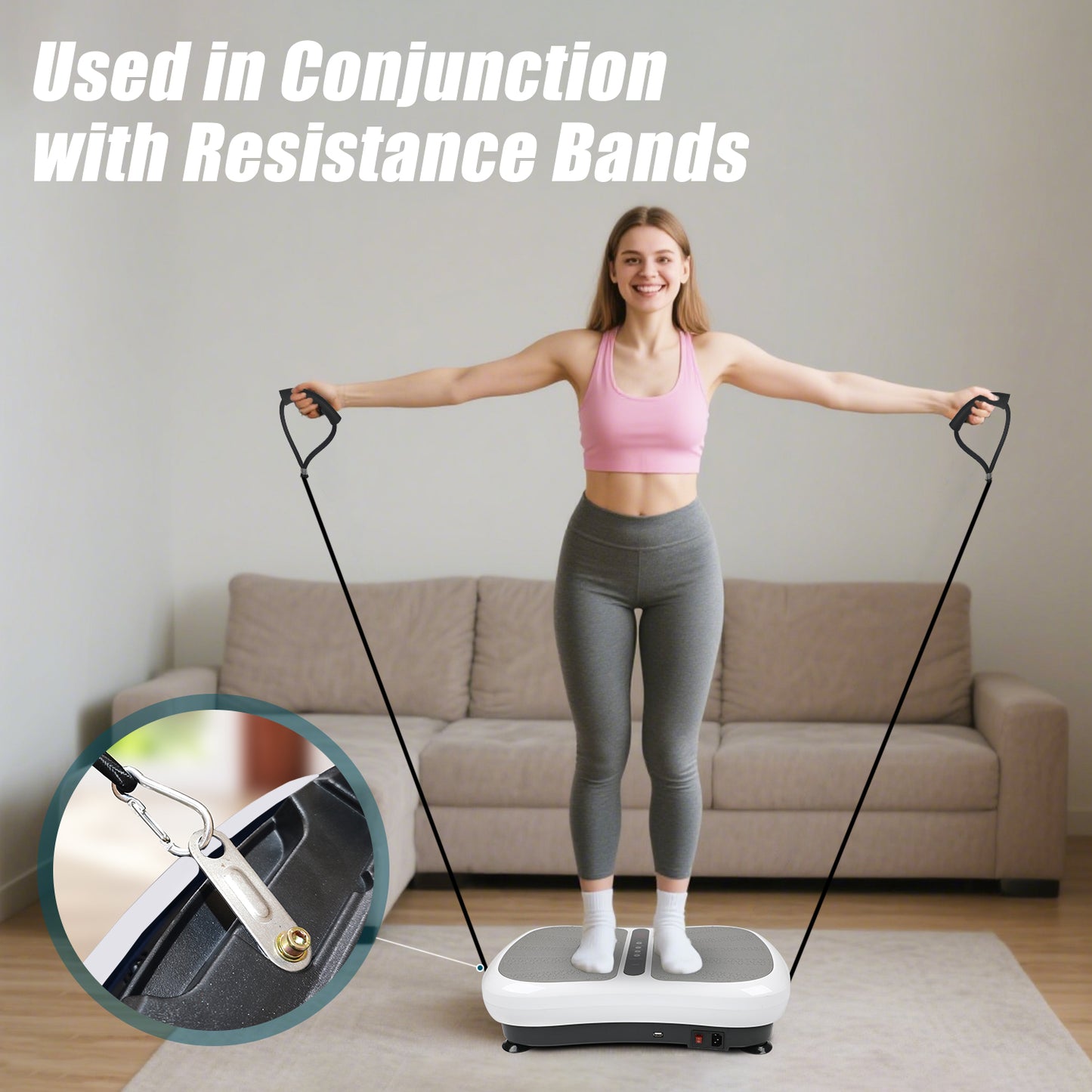 Triclicks Vibration Plate Exercise Machine for Home Fitness - Whole Body Workout Vibration Fitness Trainer Machine for Weight Loss and Shaping with Bluetooth Speaker & 2 Resistance Bands