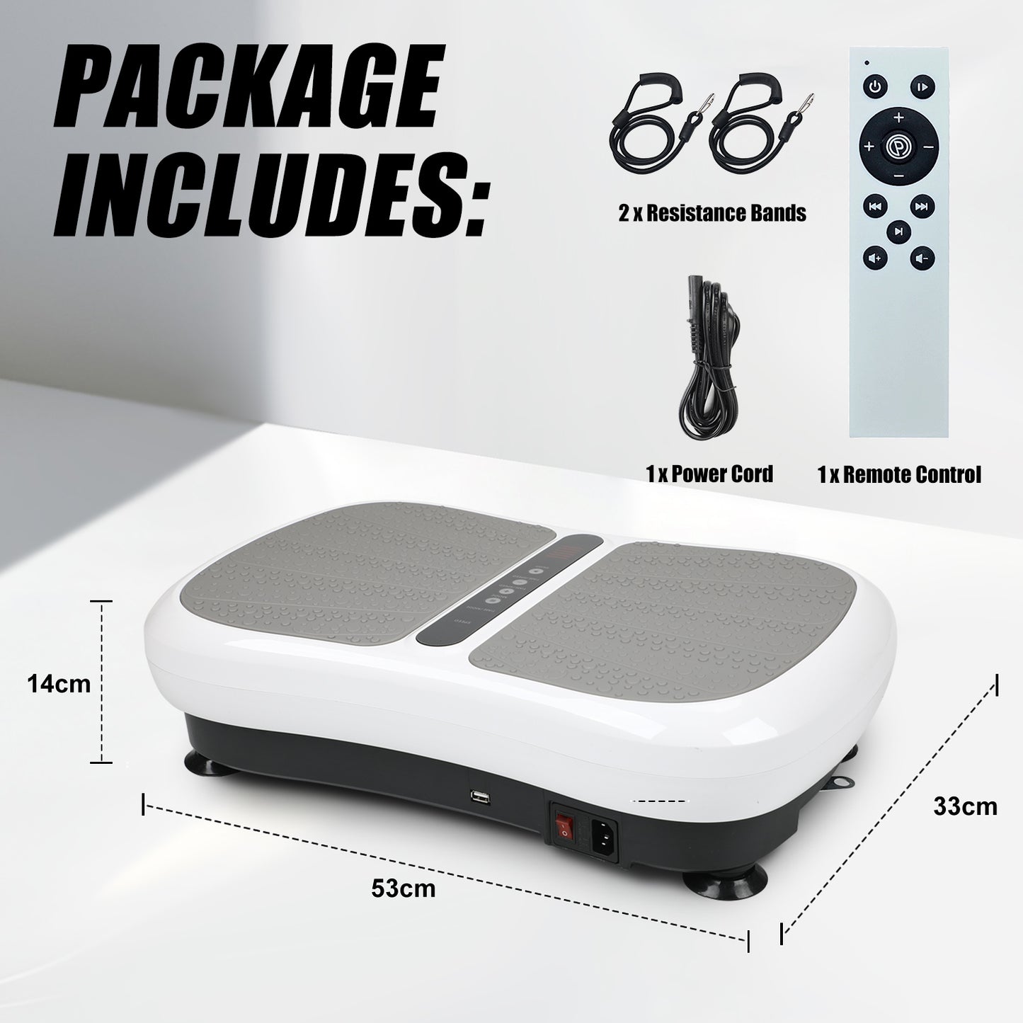 Triclicks Vibration Plate Exercise Machine for Home Fitness - Whole Body Workout Vibration Fitness Trainer Machine for Weight Loss and Shaping with Bluetooth Speaker & 2 Resistance Bands