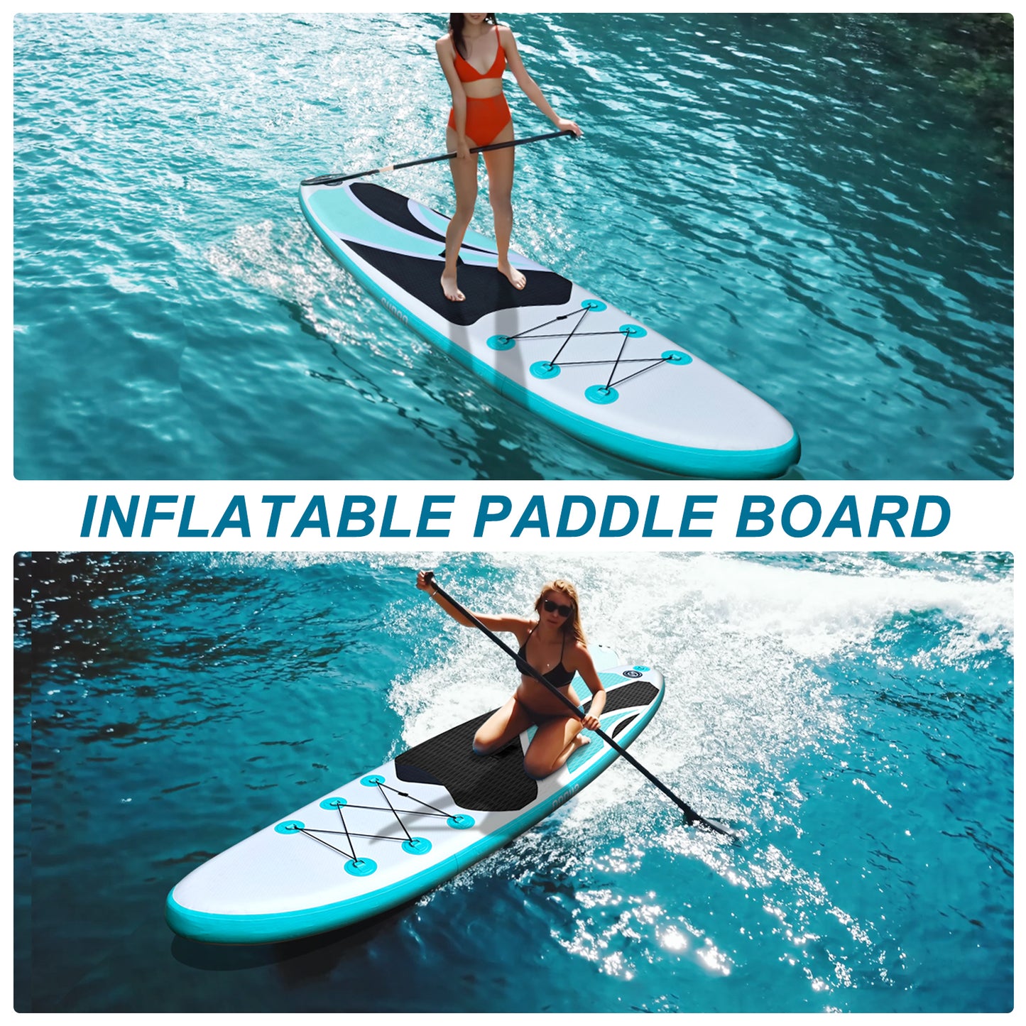 Sudoo All-Round 10' Inflatable Stand Up Paddle Board10'x30"- Ultra-Light SUP with Backpack, Pump, Paddle, Coil Leash, 3 Fins, Repair Kit, Stable Design, Non-Slip EVA Deck for Adults & Youth