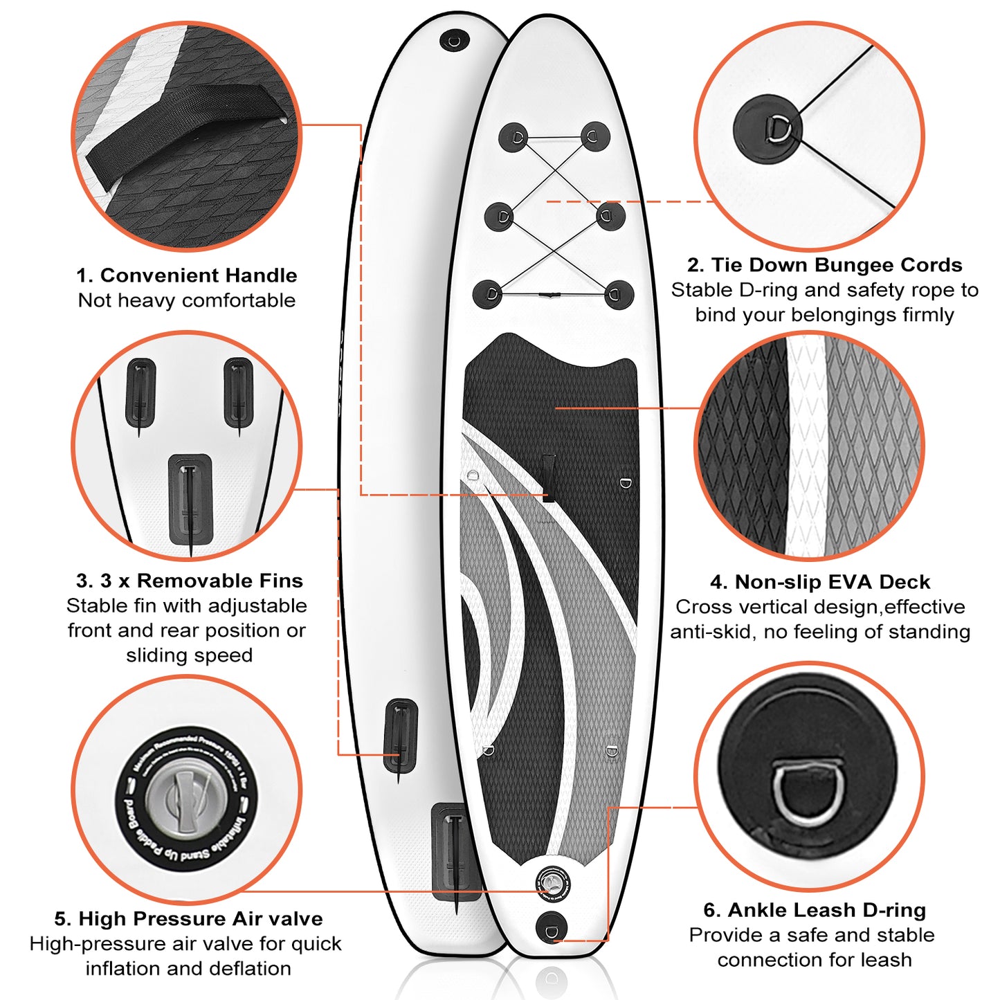 Sudoo All-Round 10' Inflatable Stand Up Paddle Board10'x30"- Ultra-Light SUP with Backpack, Pump, Paddle, Coil Leash, 3 Fins, Repair Kit, Stable Design, Non-Slip EVA Deck for Adults & Youth