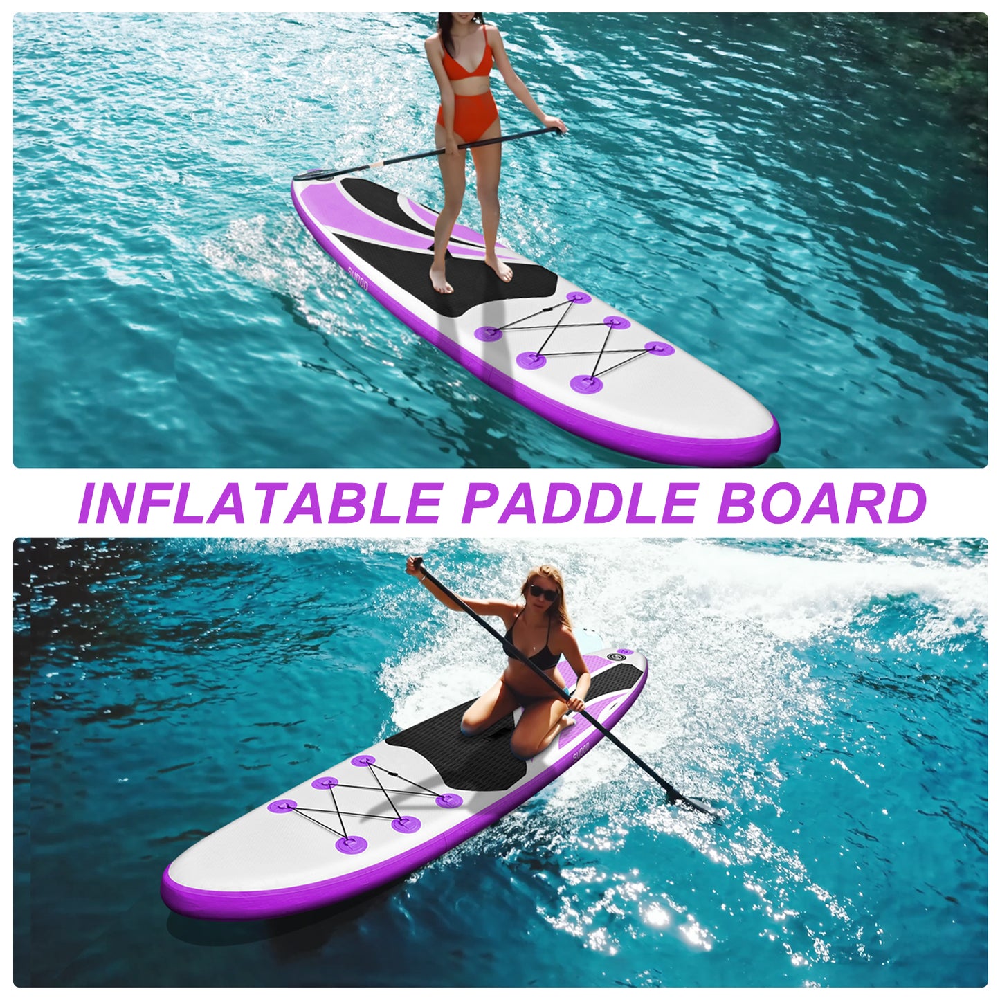 Sudoo All-Round 10' Inflatable Stand Up Paddle Board10'x30"- Ultra-Light SUP with Backpack, Pump, Paddle, Coil Leash, 3 Fins, Repair Kit, Stable Design, Non-Slip EVA Deck for Adults & Youth