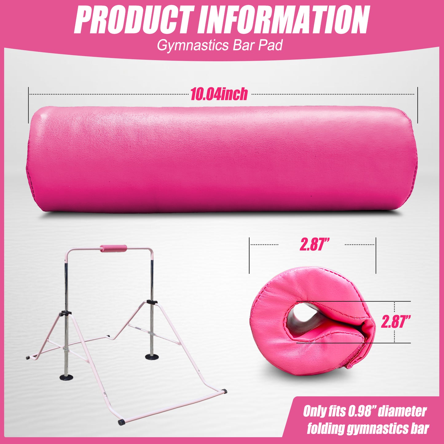 Triclicks Gymnastics Bar Pad - Foam Protective Sleeve for Parallel Bars, Uneven Bars, Horizontal Bars & Ballet Bars - PU Leather Cover, Universal Fit for Kids & Adult Gymnasts, Easy Installation