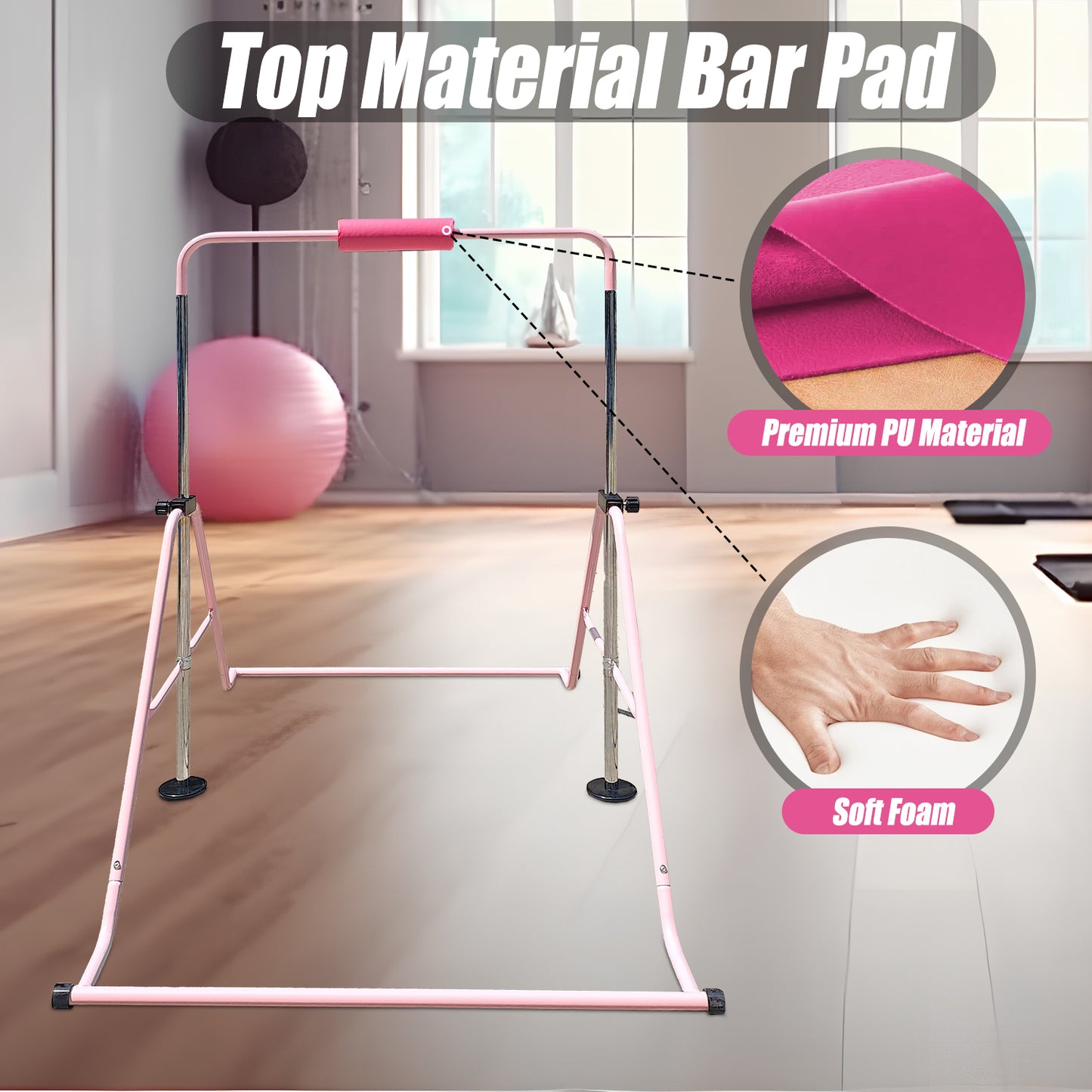 Triclicks Gymnastics Bar Pad - Foam Protective Sleeve for Parallel Bars, Uneven Bars, Horizontal Bars & Ballet Bars - PU Leather Cover, Universal Fit for Kids & Adult Gymnasts, Easy Installation