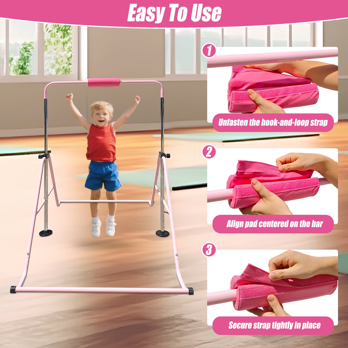 Triclicks Gymnastics Bar Pad - Foam Protective Sleeve for Parallel Bars, Uneven Bars, Horizontal Bars & Ballet Bars - PU Leather Cover, Universal Fit for Kids & Adult Gymnasts, Easy Installation