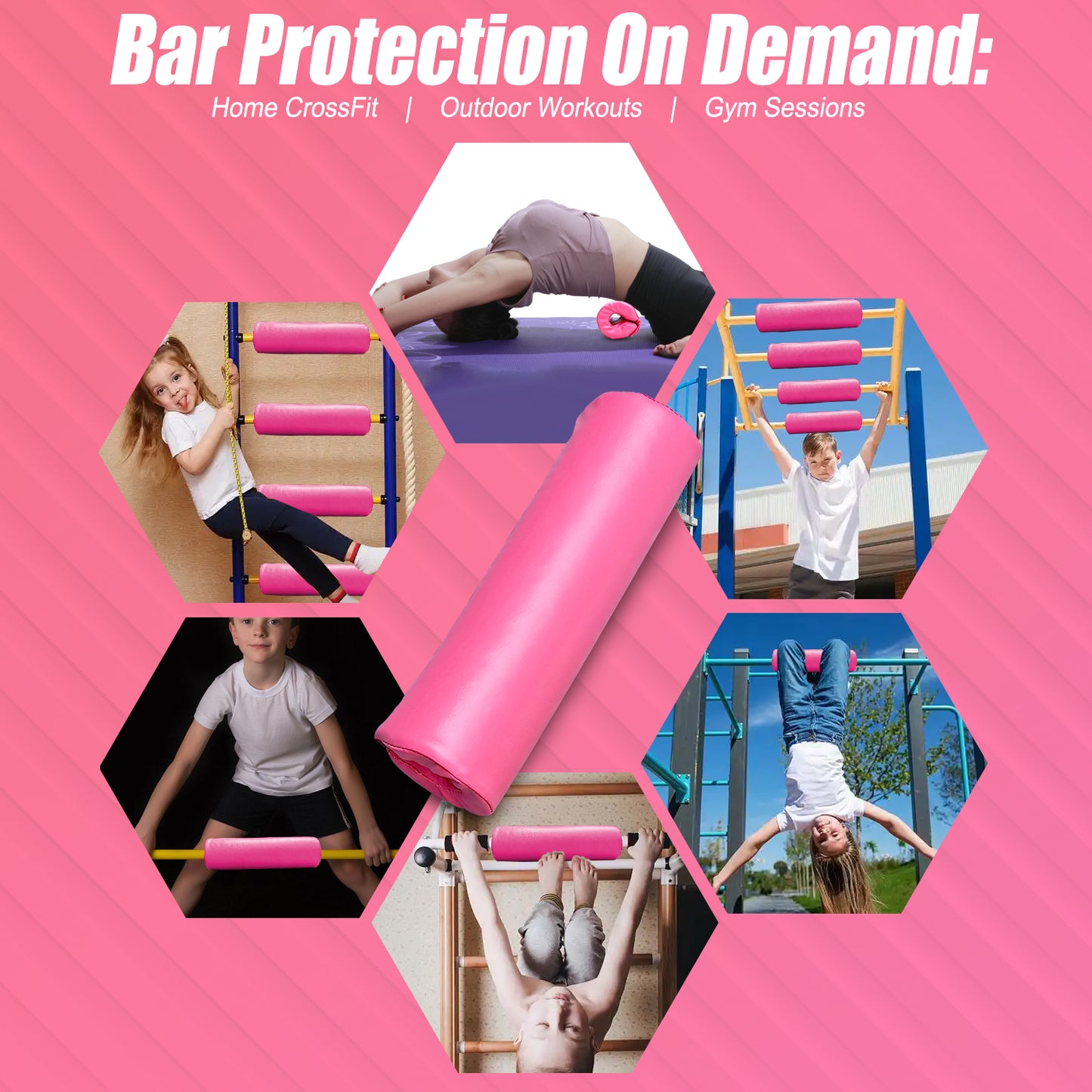 Triclicks Gymnastics Bar Pad - Foam Protective Sleeve for Parallel Bars, Uneven Bars, Horizontal Bars & Ballet Bars - PU Leather Cover, Universal Fit for Kids & Adult Gymnasts, Easy Installation