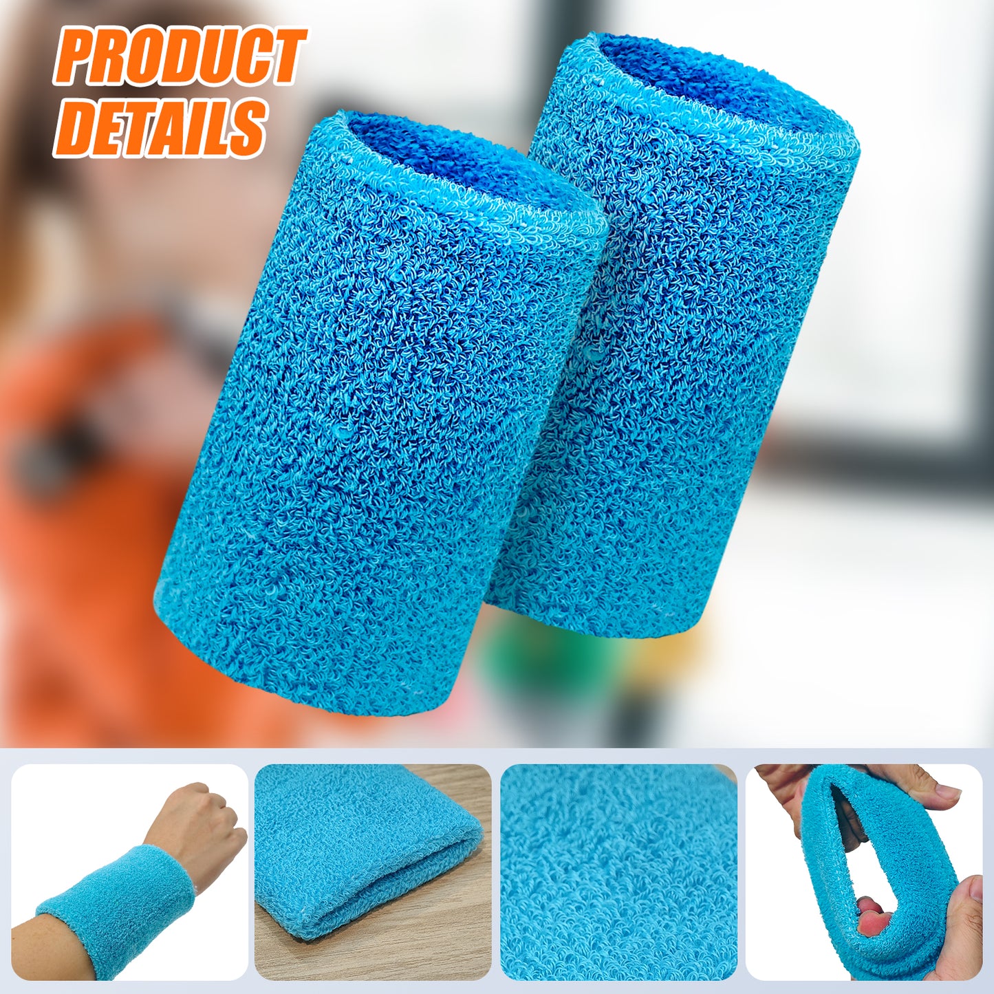 Triclicks 8 Pack Sports Wristbands, Sweat Absorbent Cotton Wrist Bands for Gymnastics, Basketball, Tennis, Running & Workouts, Soft Stretchy Athletic Wrist Sweatbands for Men Women