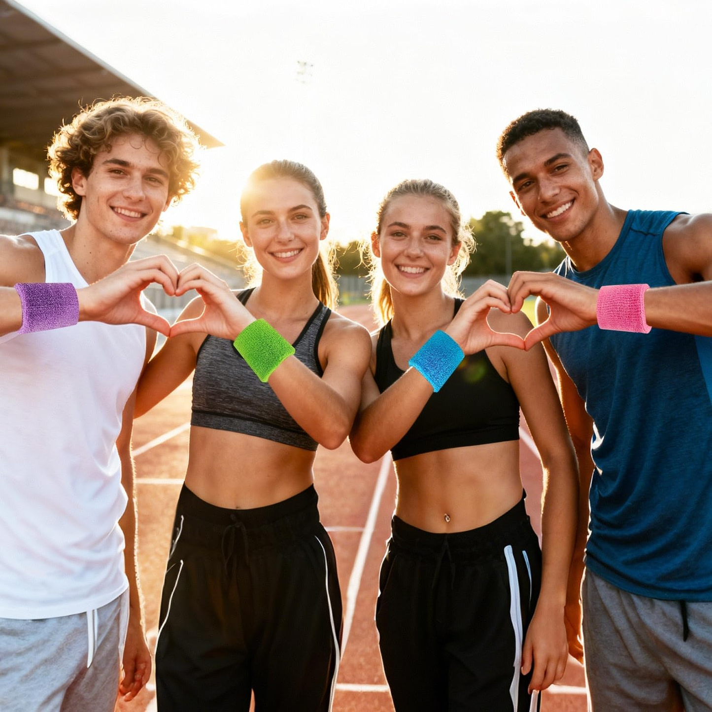 Triclicks 8 Pack Sports Wristbands, Sweat Absorbent Cotton Wrist Bands for Gymnastics, Basketball, Tennis, Running & Workouts, Soft Stretchy Athletic Wrist Sweatbands for Men Women