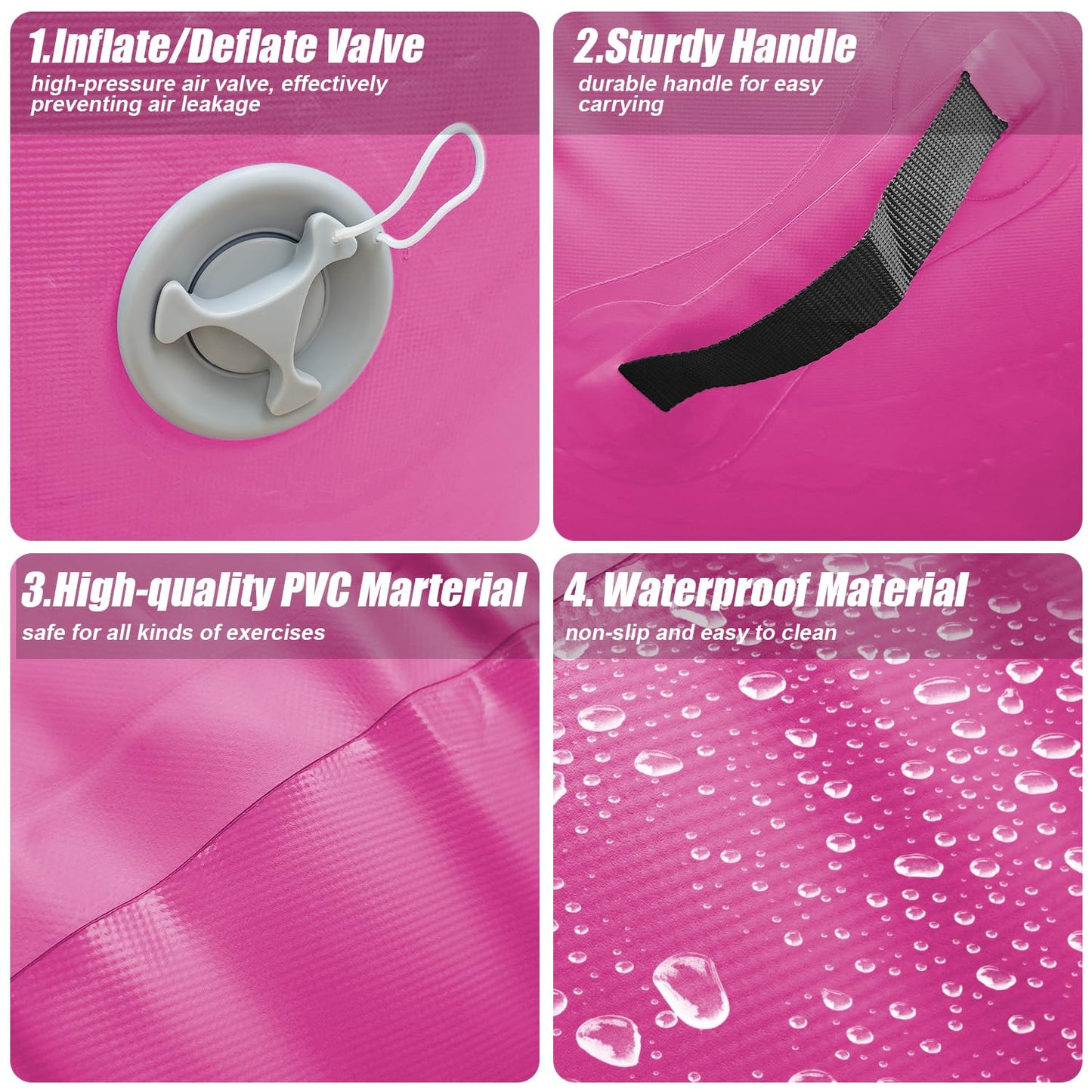 Triclicks Inflatable Air Roller Gymnastics Barrel Mat (120x90cm, Pink)