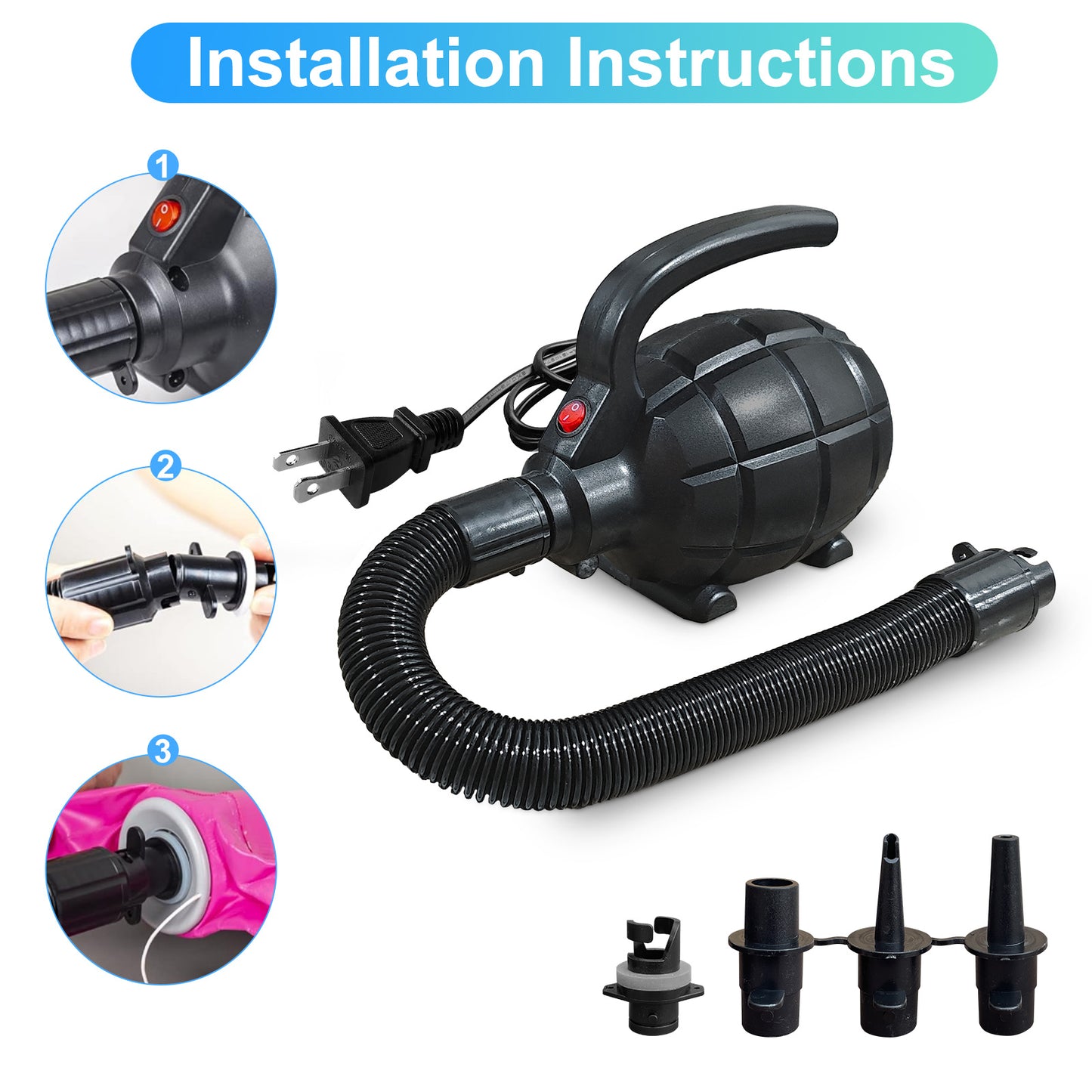 Triclicks Electric Air Pump for Inflatable Air Tumble Track Gymnastics/Flooring/Tumbling/Yoga/Taekwondo/Exercise Gym Fitness Training Mat Inflatable Stand Up Paddle SUP Board, 110-120V